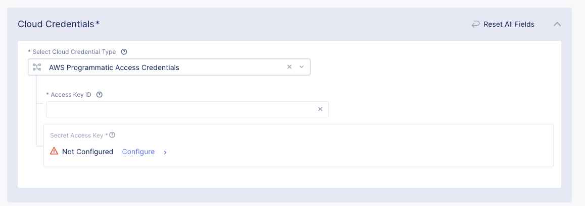 Figure: Secret AWS Access Key Entry