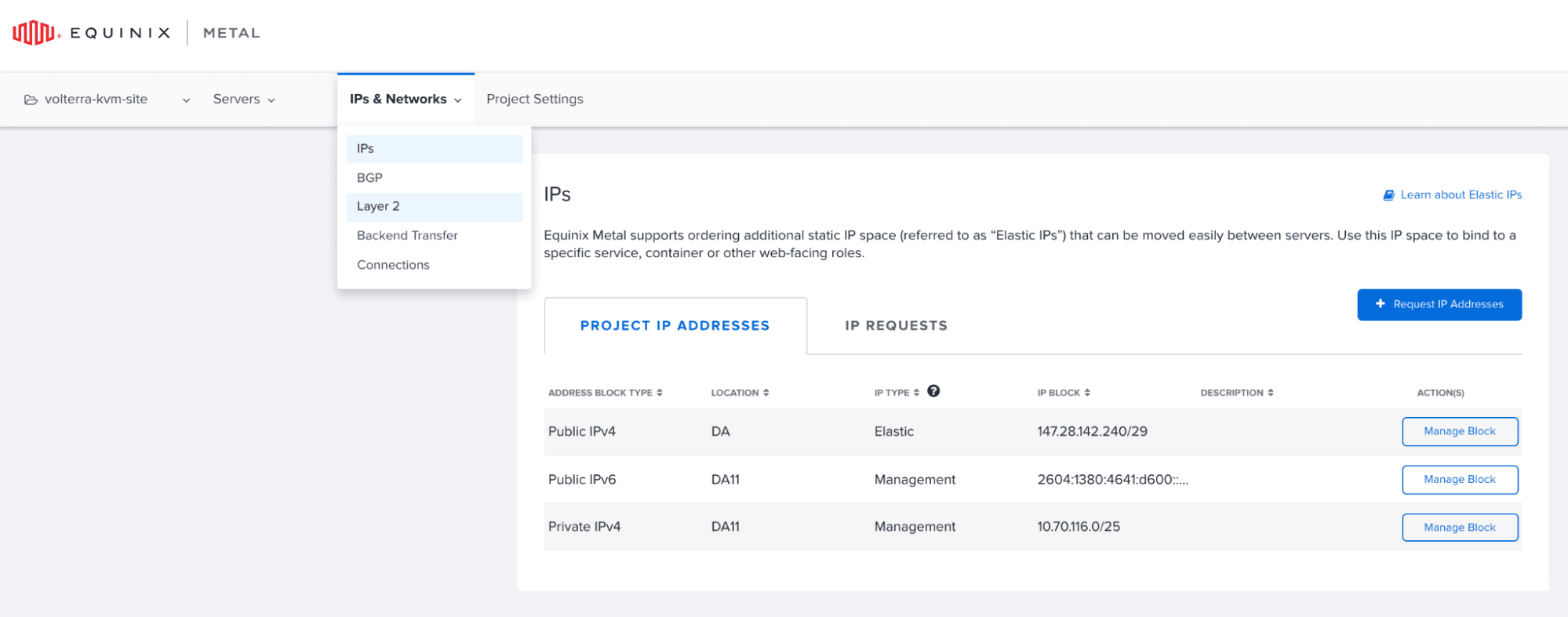 Figure: Verify the IP Address Blocks