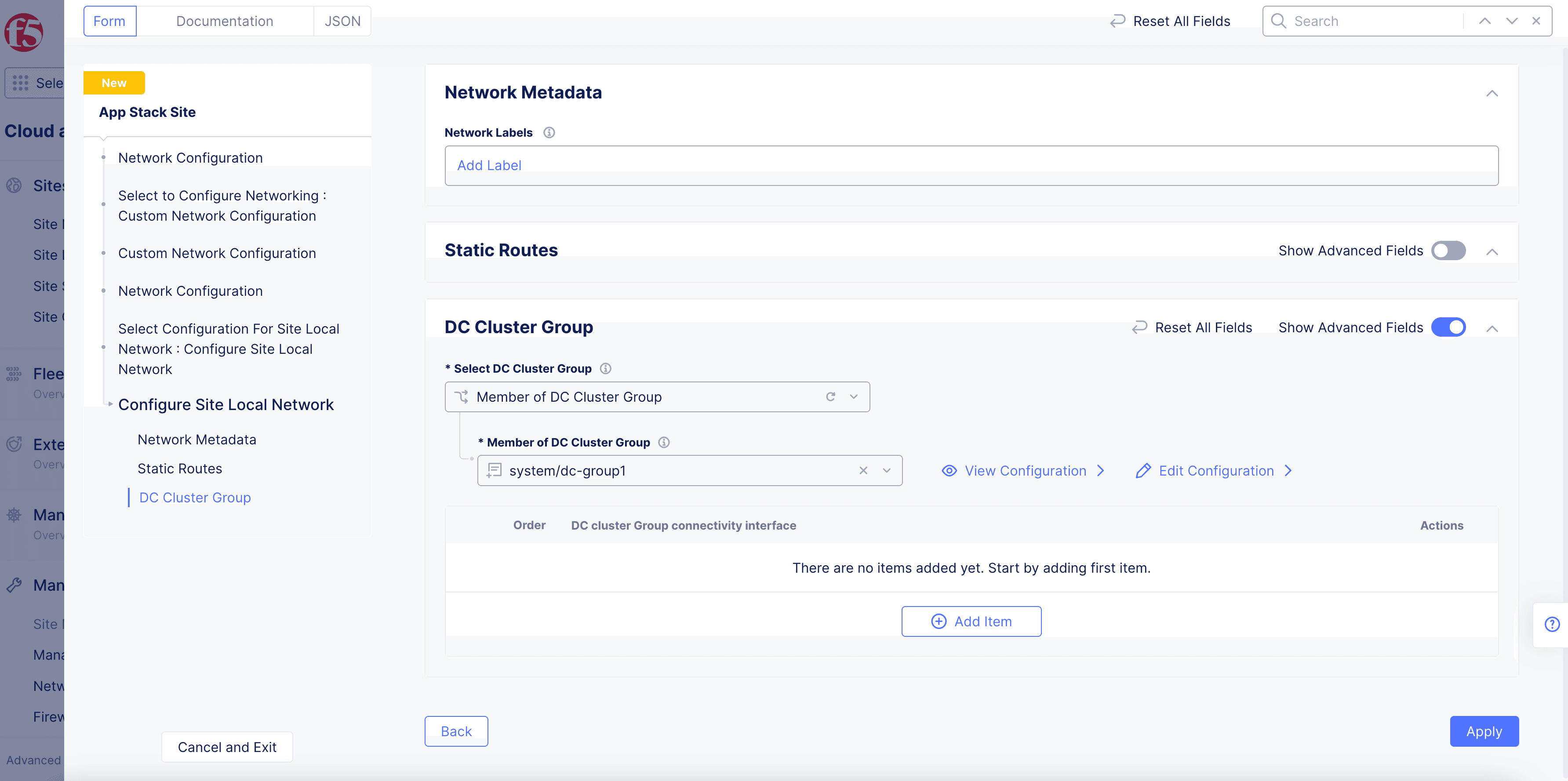Figure: Site Local Network Configuration