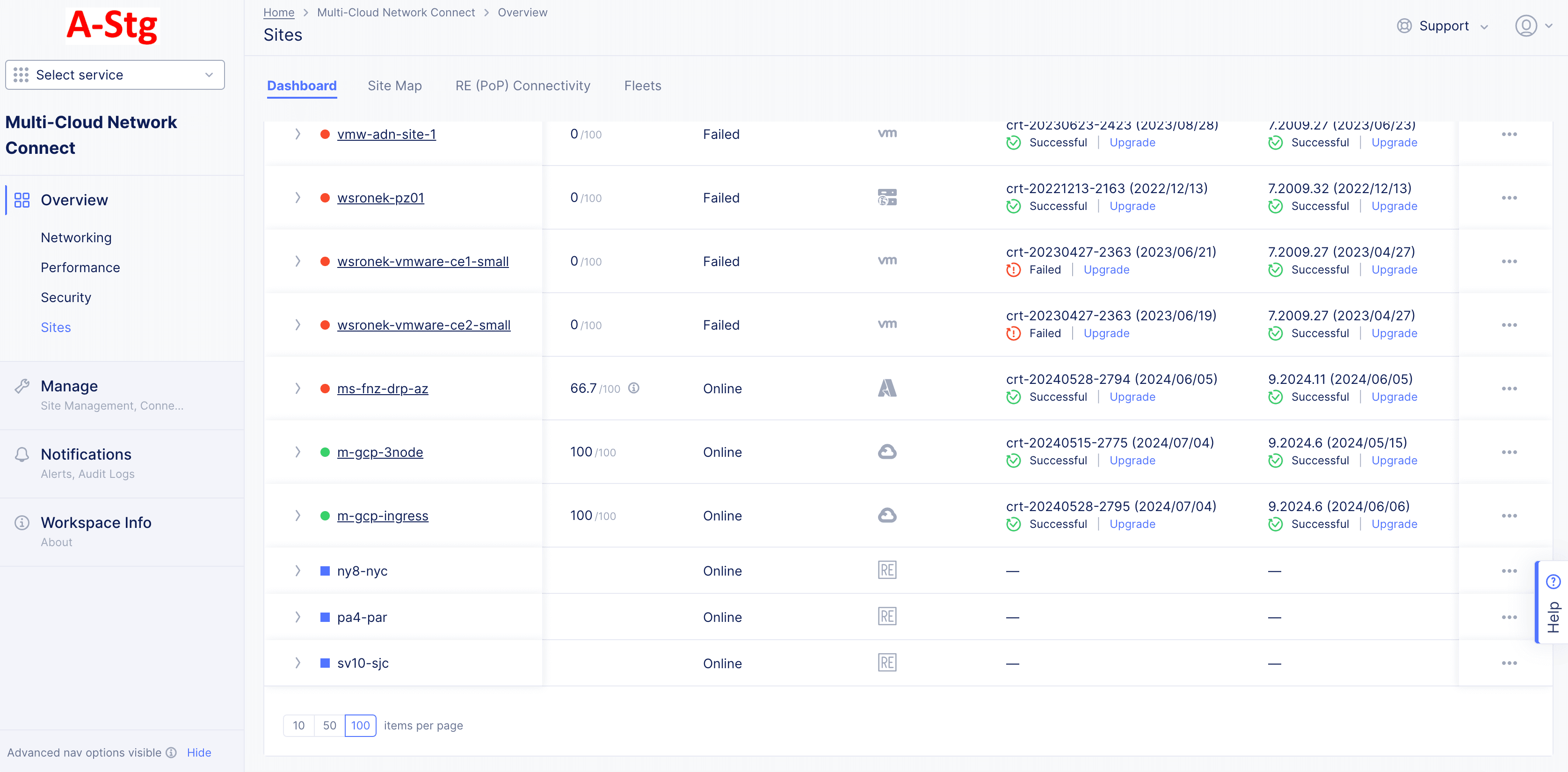 Figure: Upgrade from Site List Column