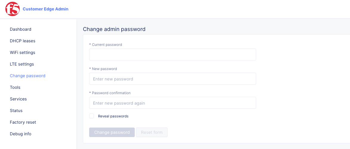 Figure: Change Admin Password Form