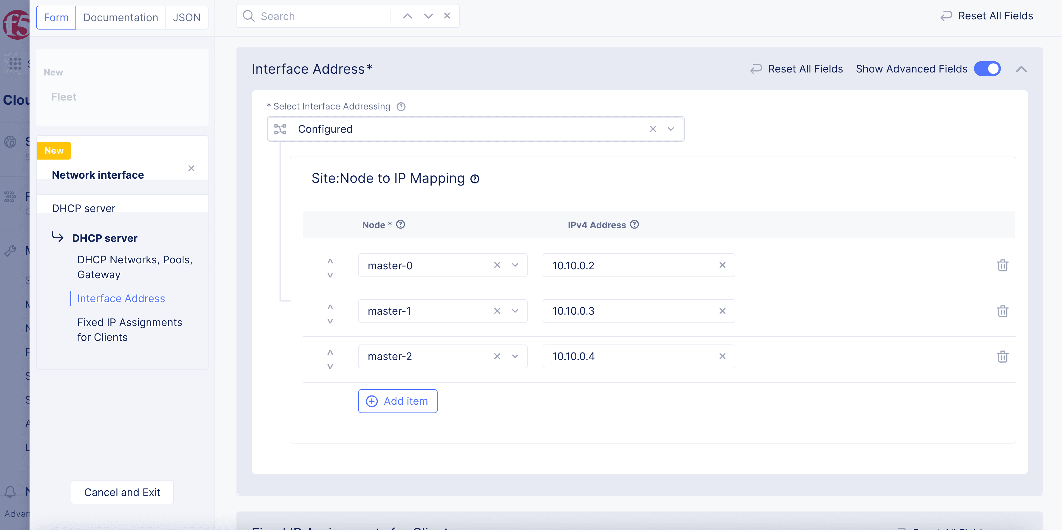 Figure: Static IP Configuration for VLAN 191