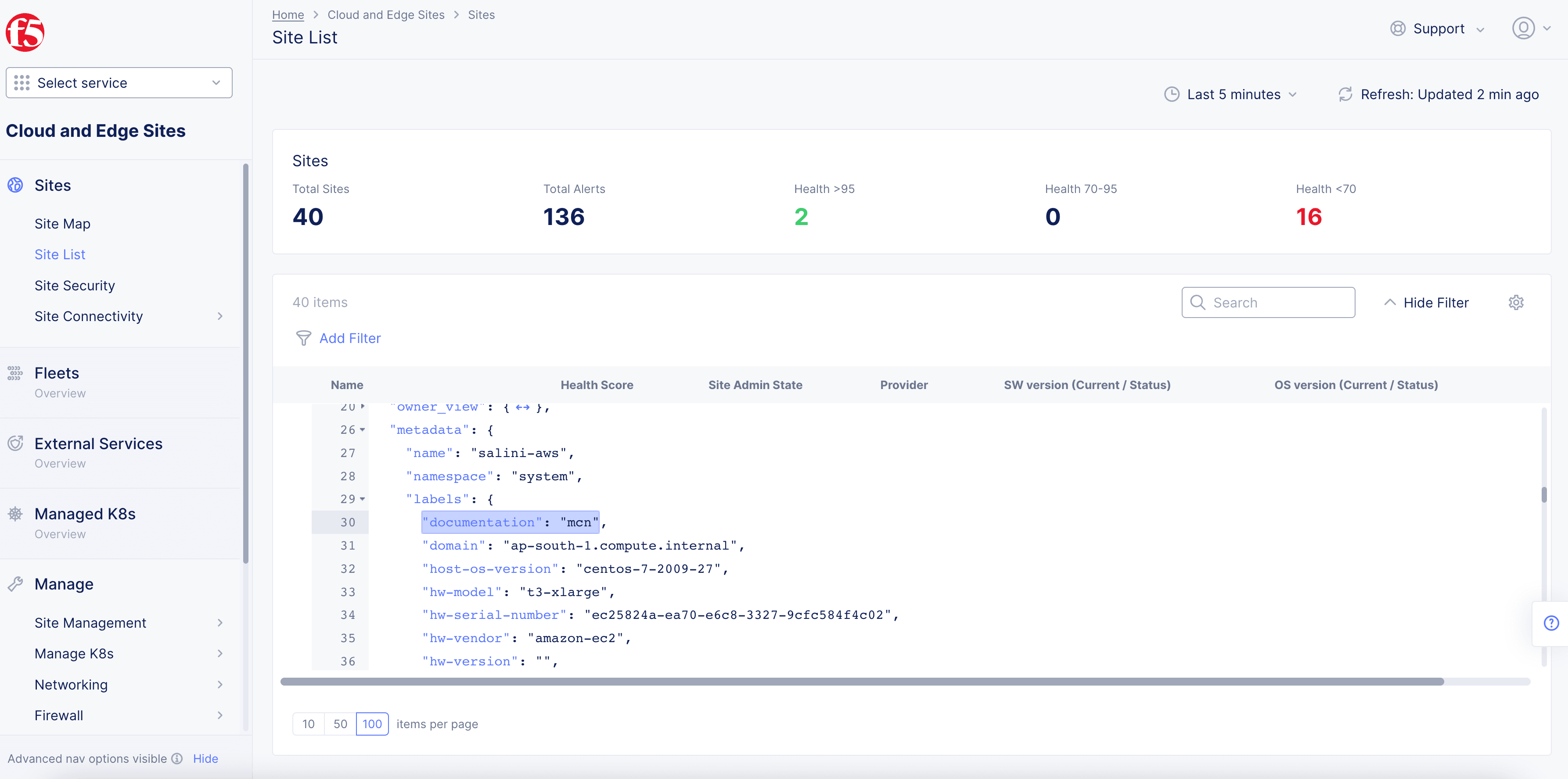 Figure: JSON for Metadata