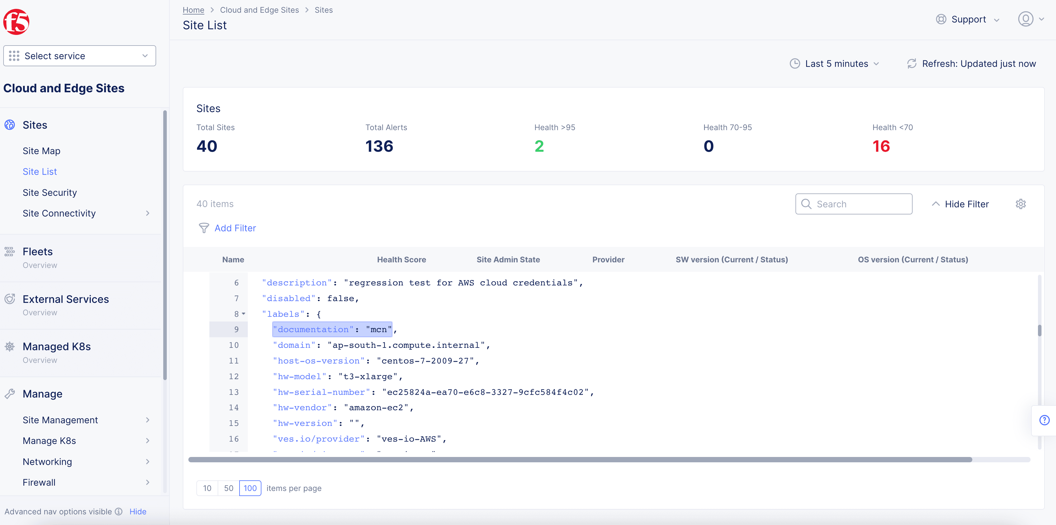 Figure: JSON for Labels