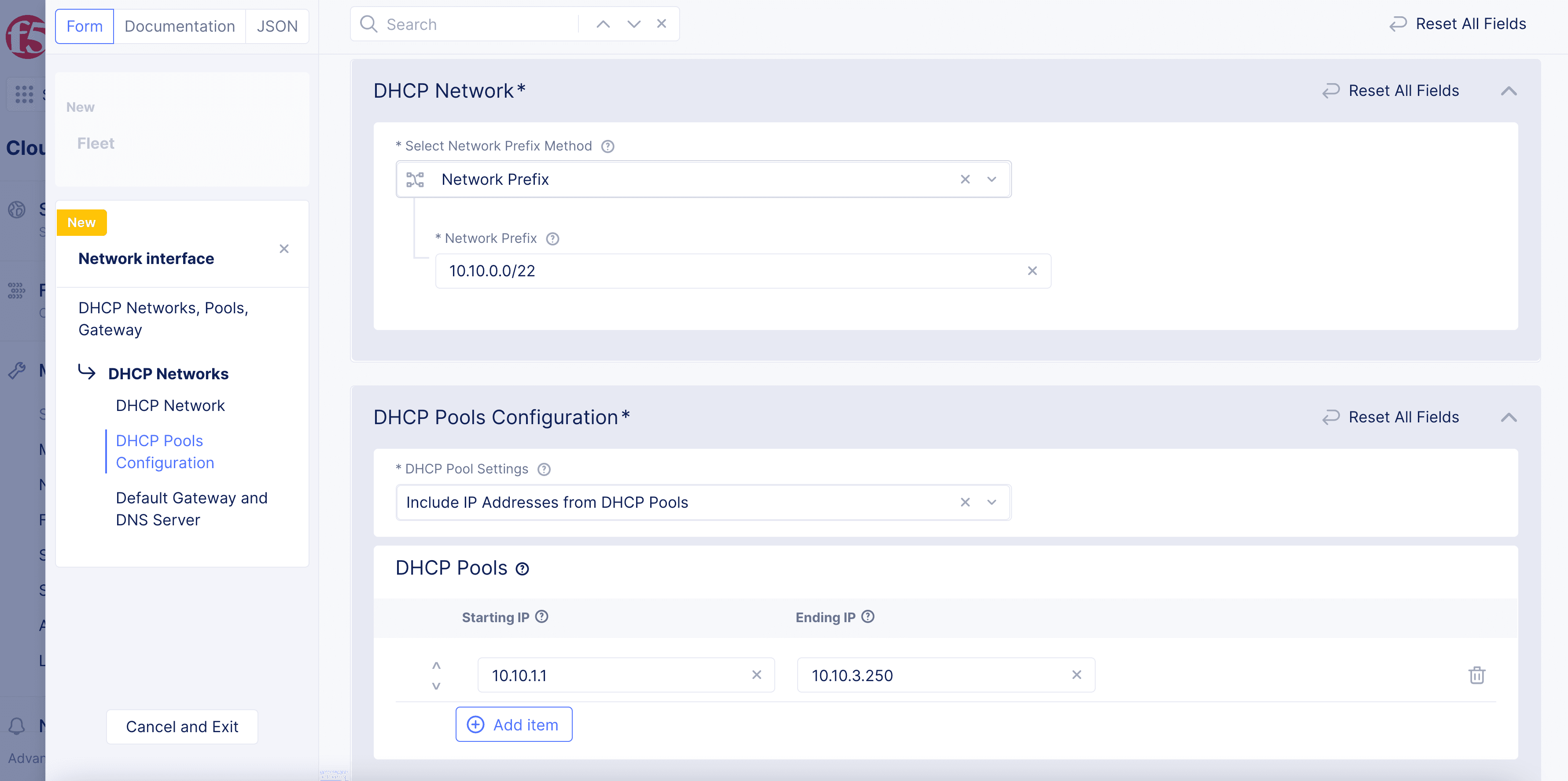 Figure: DHCP Configuration for VLAN 191