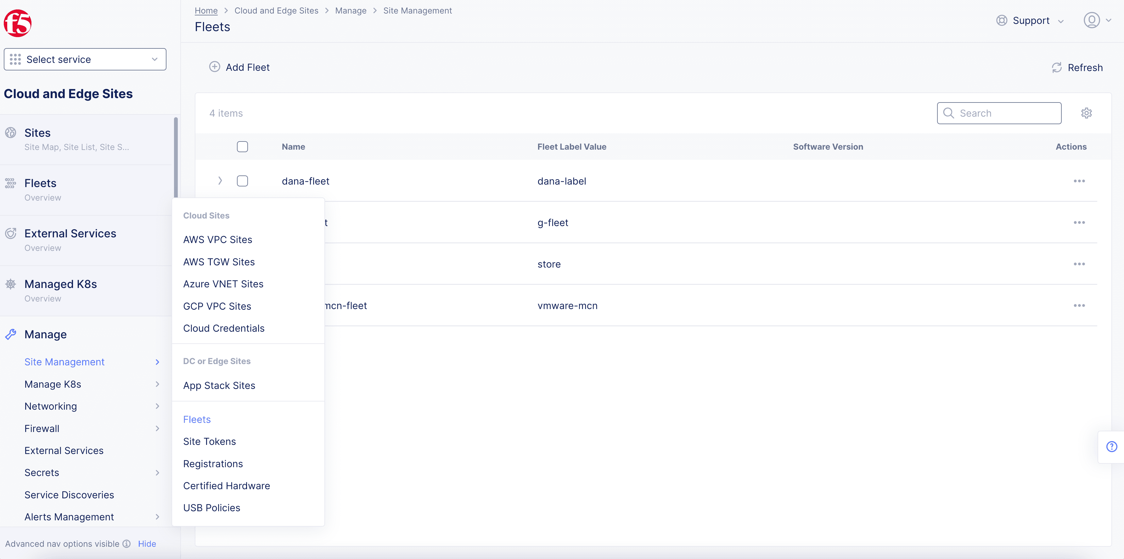 Figure: Navigate to Fleets