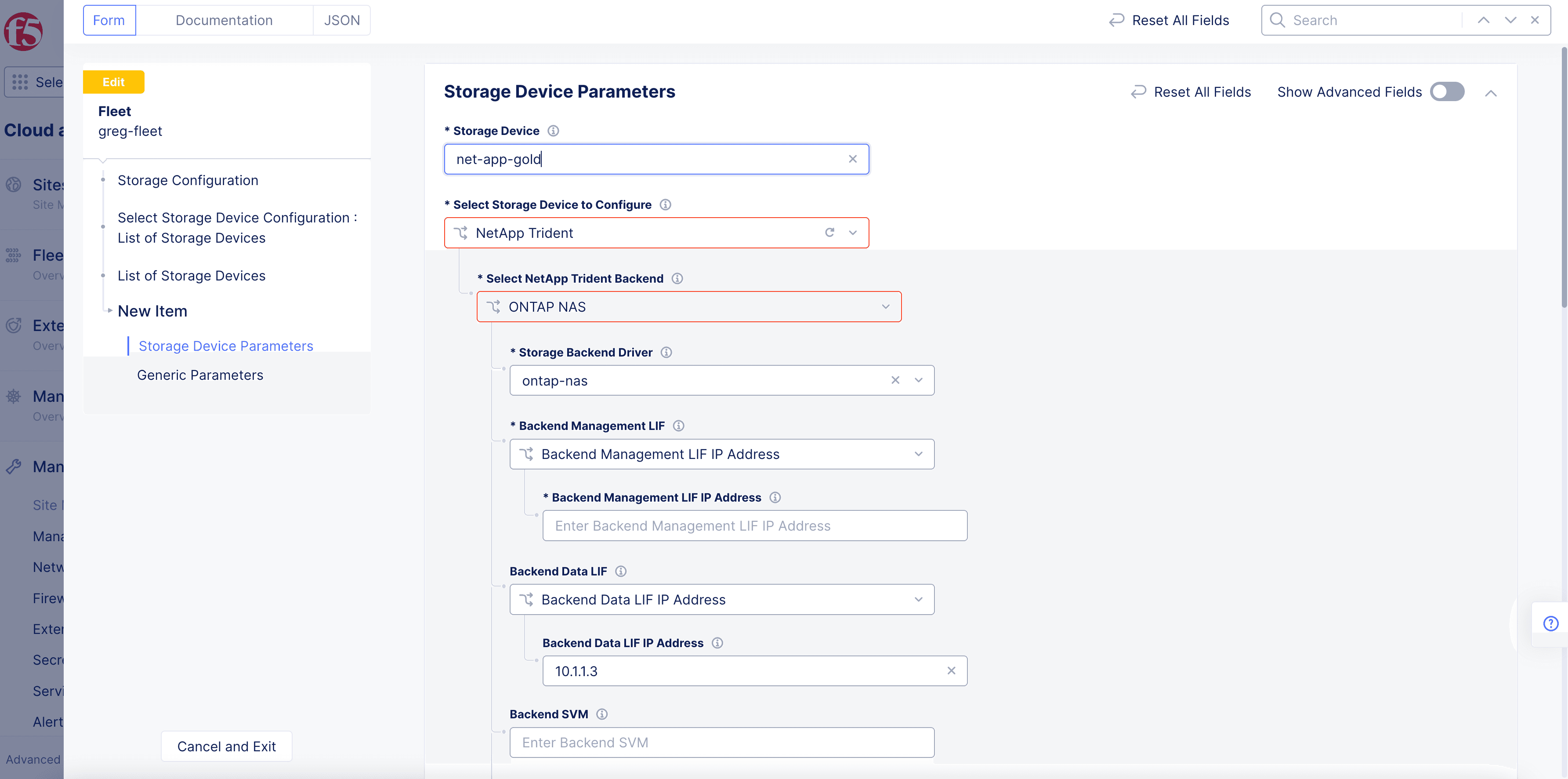 Figure: NetApp Device Backend LIFs