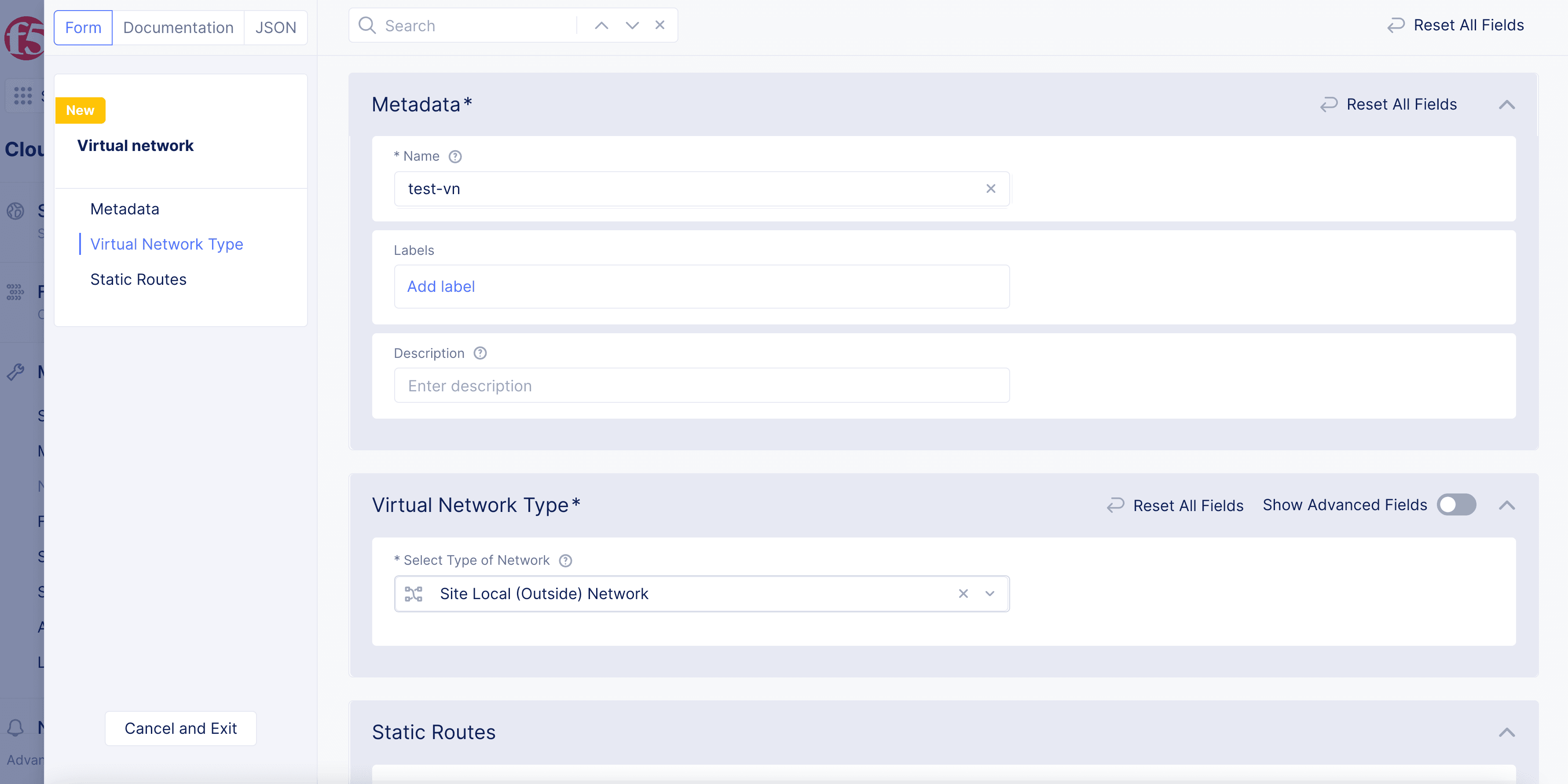 Figure: Virtual Network Configuration