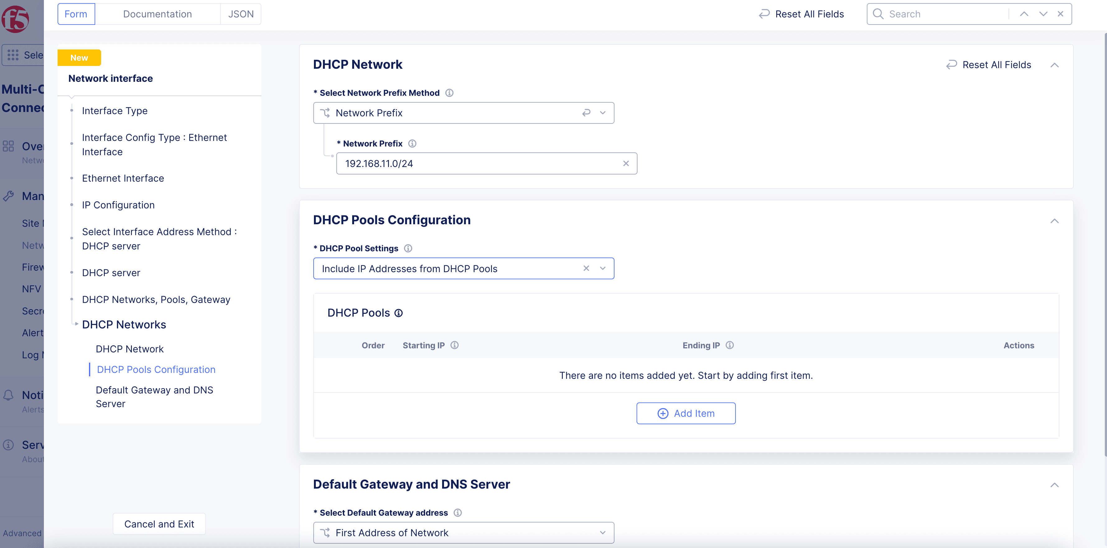 Figure: DHCP Pools Creation