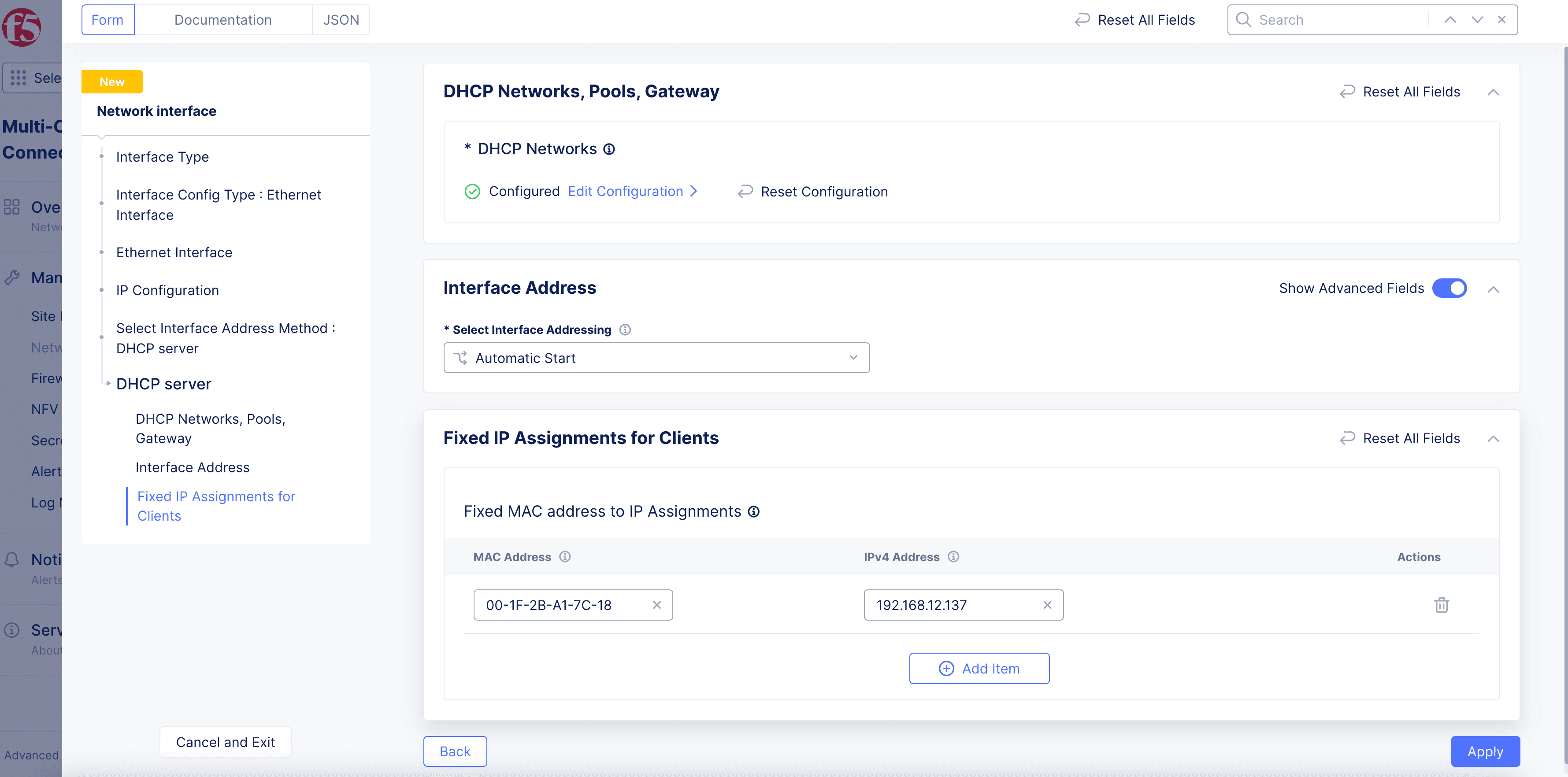 Figure: Fixed IP Address