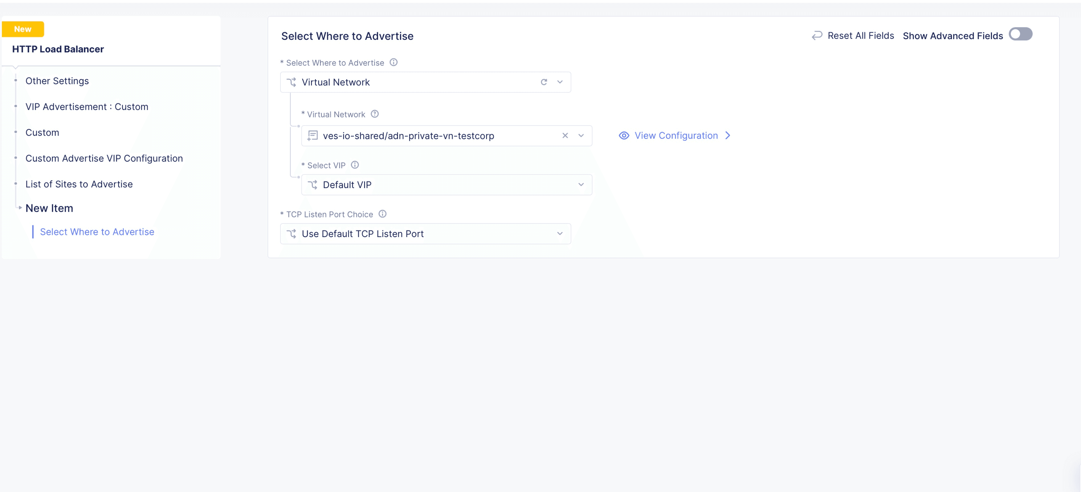Figure: Advertising on the Private Network