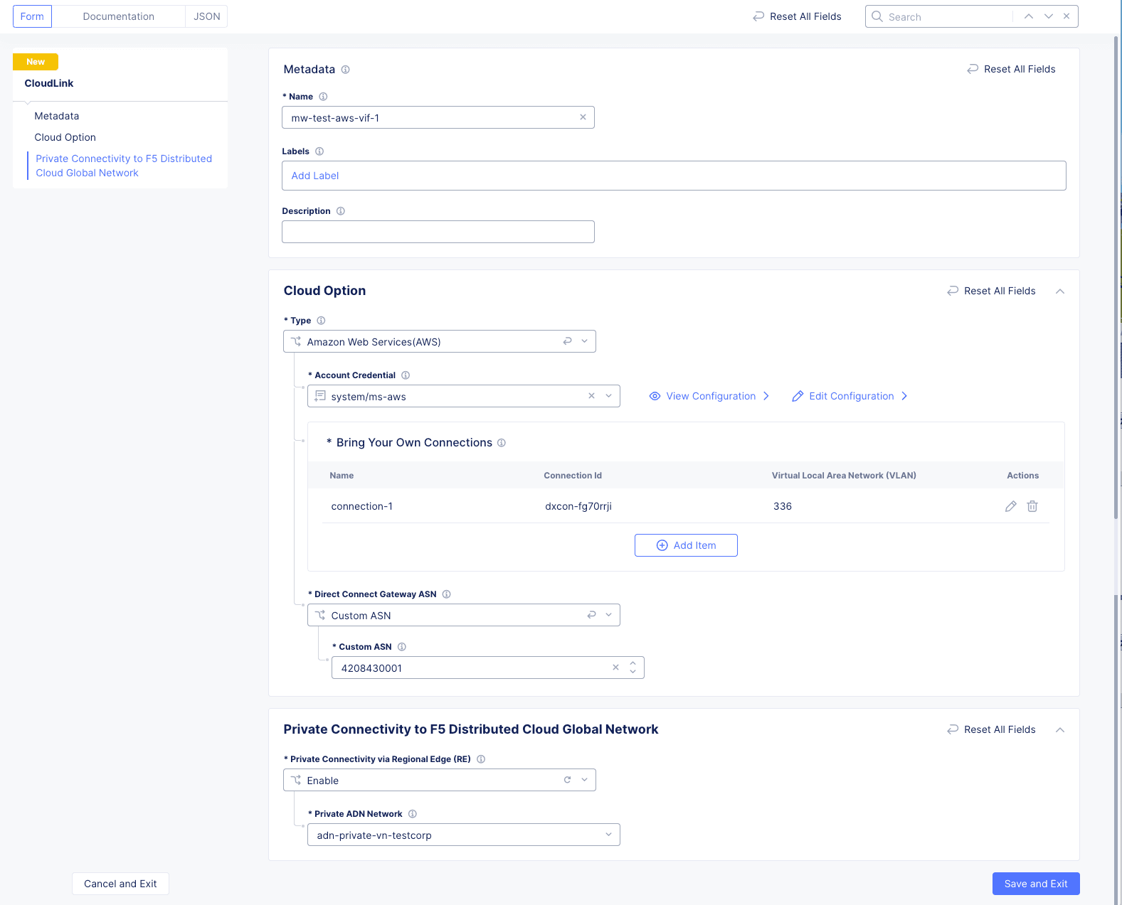 Figure: AWS CloudLink Form