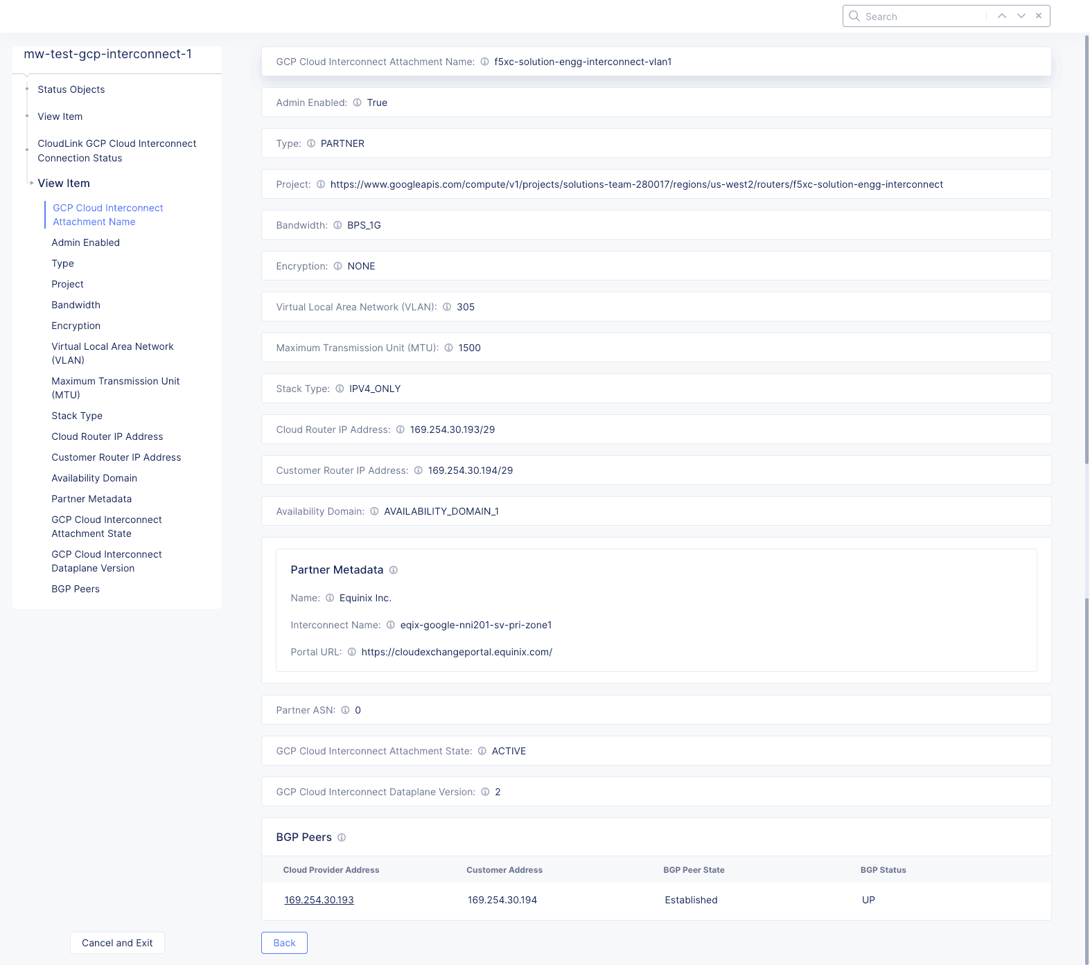 Figure: GCP GCP Router Status