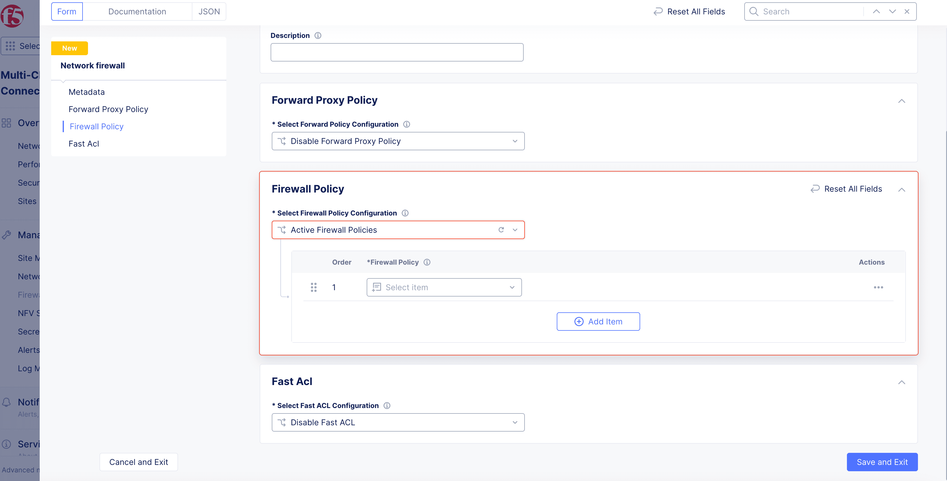 Figure: Firewall Policy Configuration