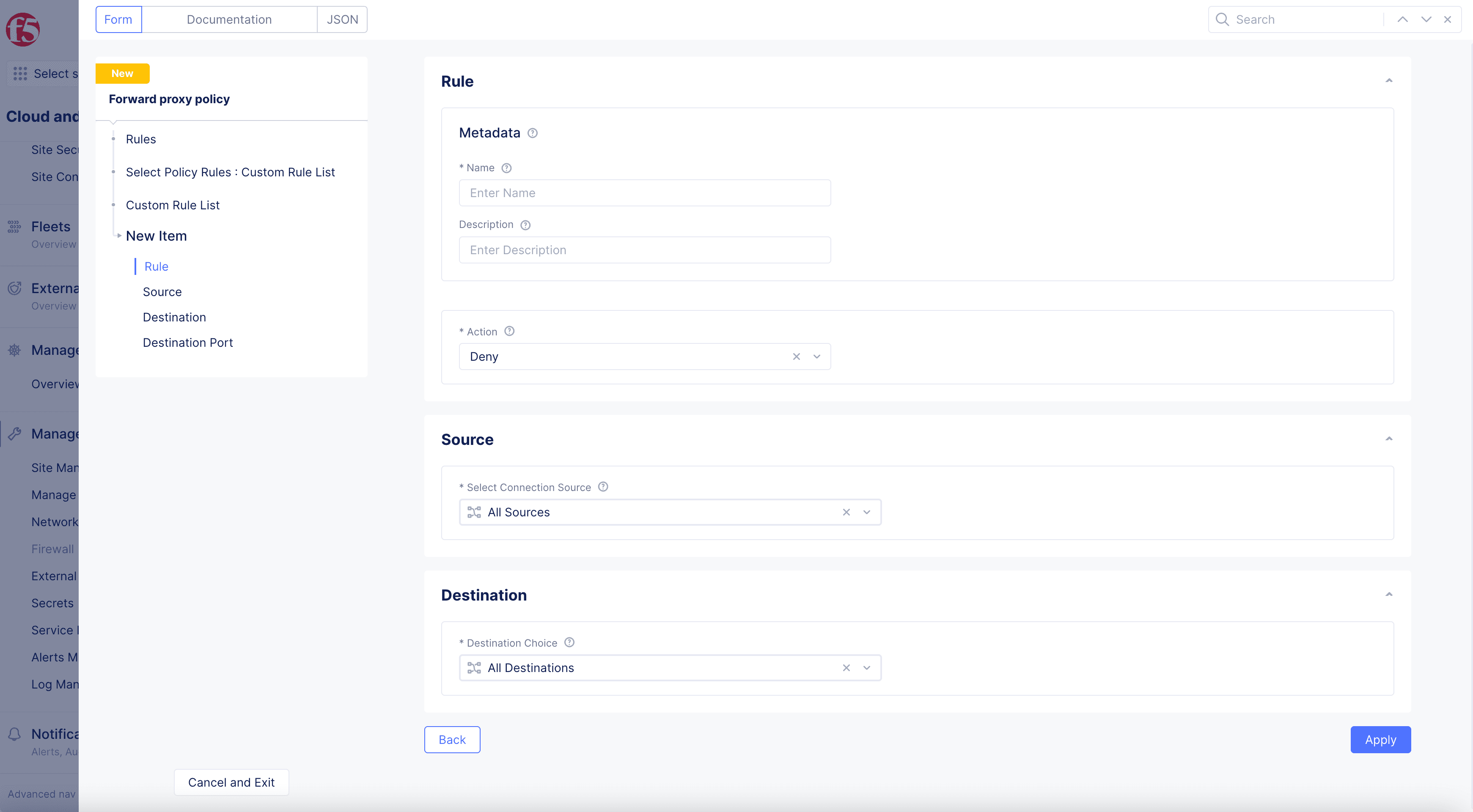 Figure: Configure Policy Rules