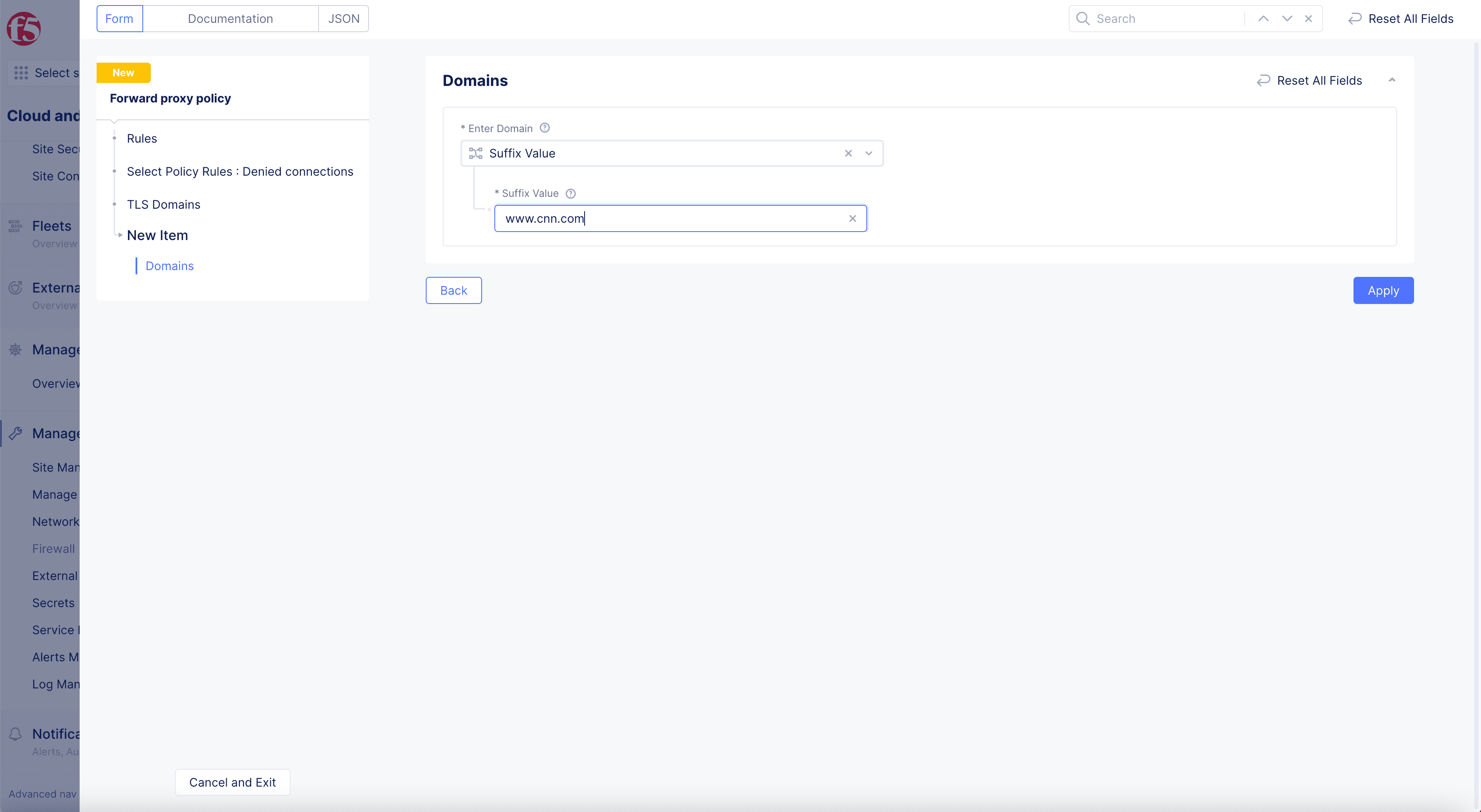 Figure: TLS Domains for Deny Connections