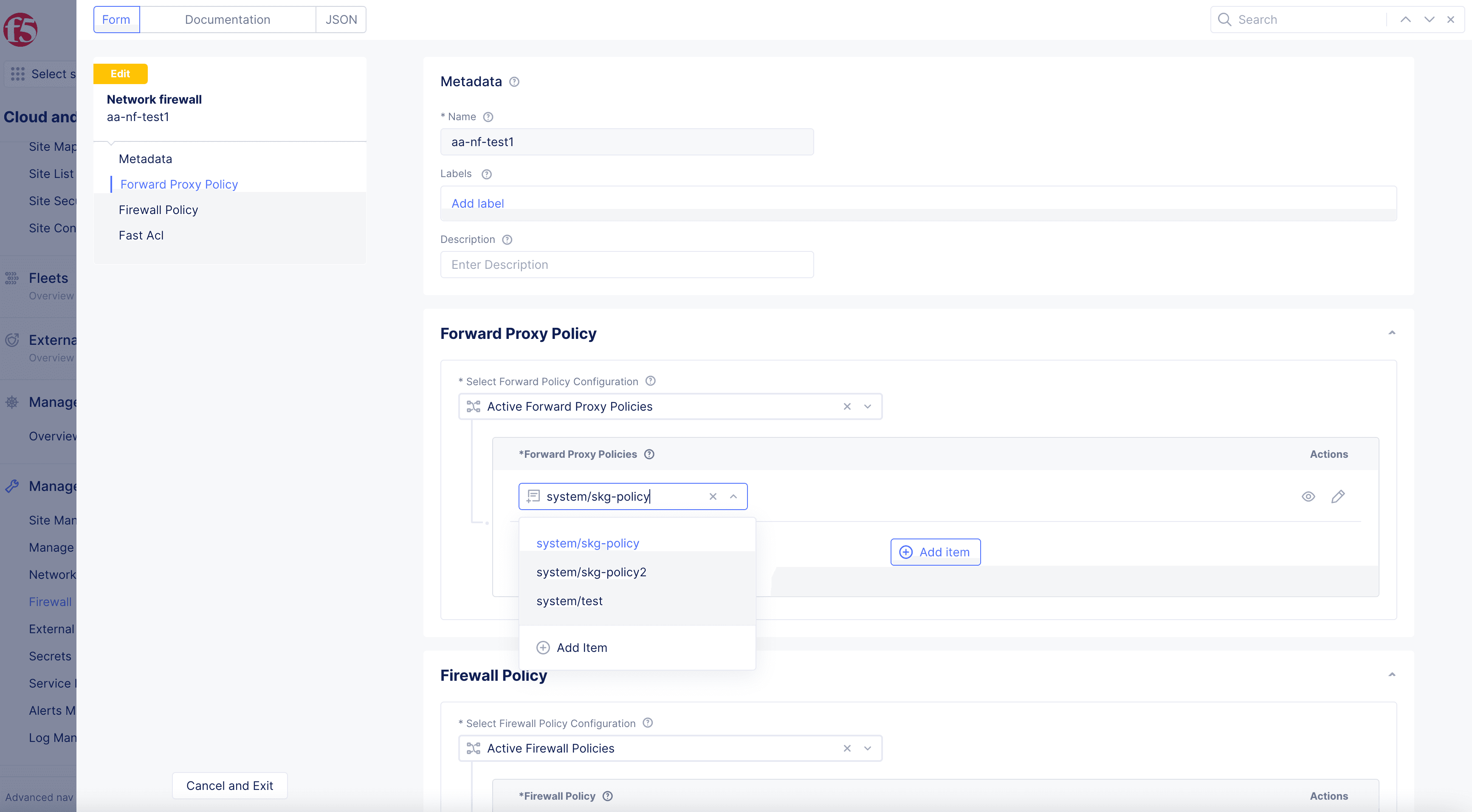 Figure: Attach Policy to Network Firewall