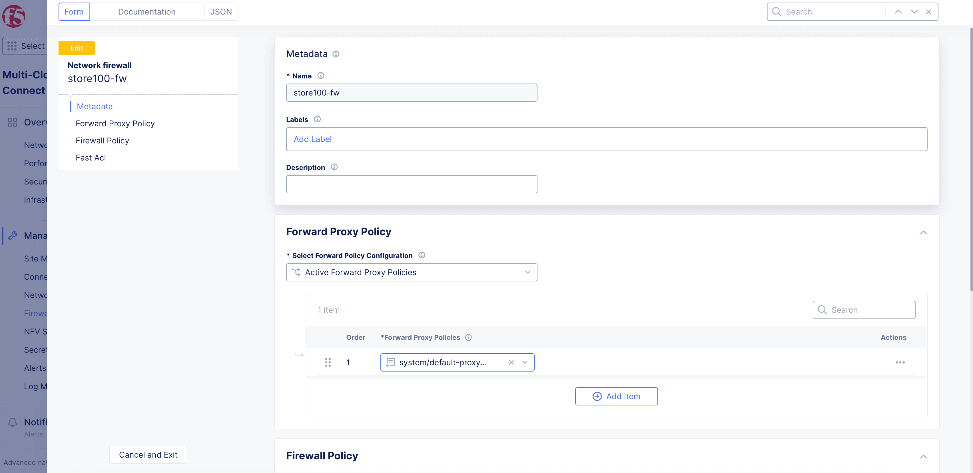 Figure: Attach Policy to Network Firewall