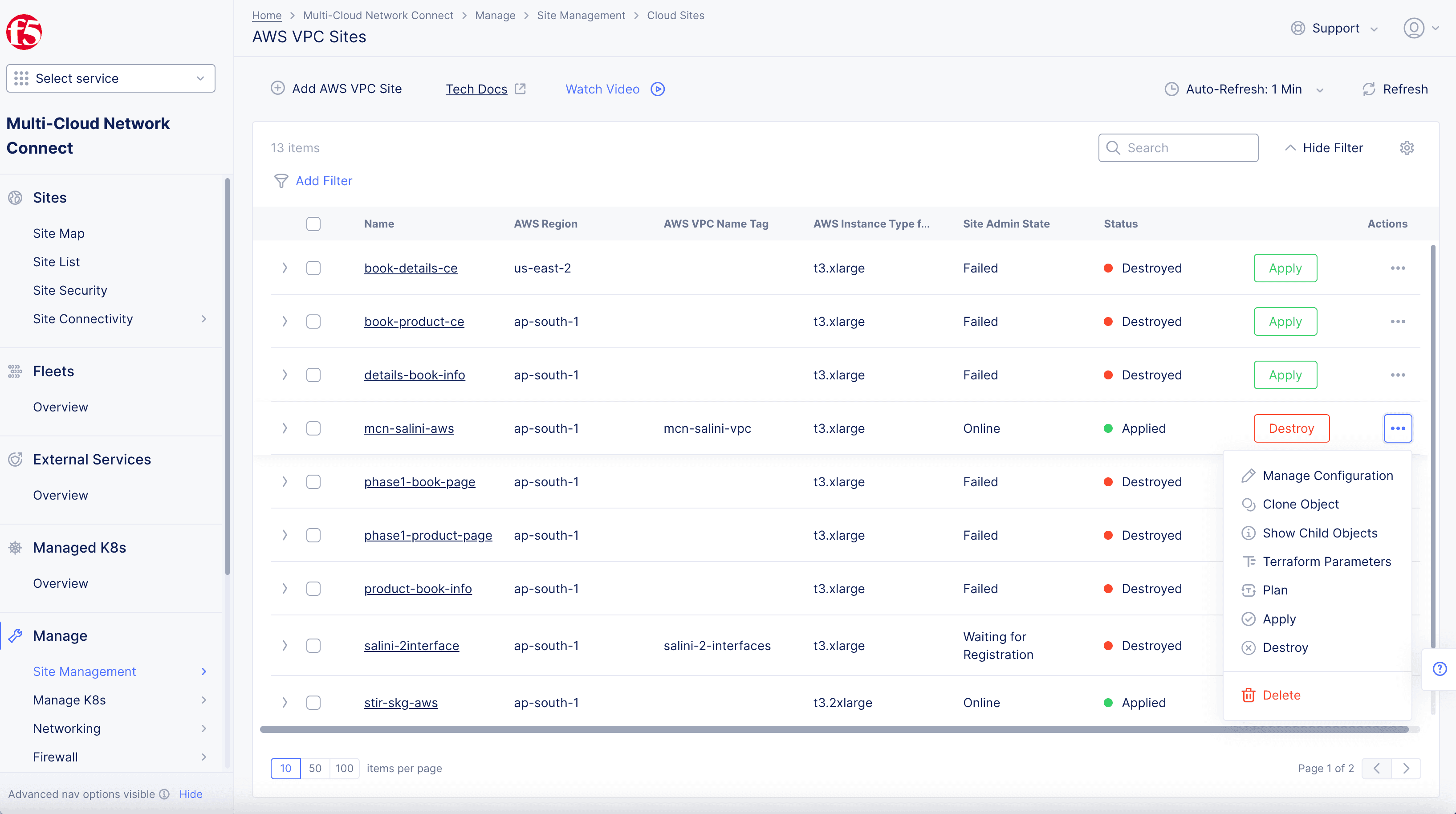 Figure: Site List