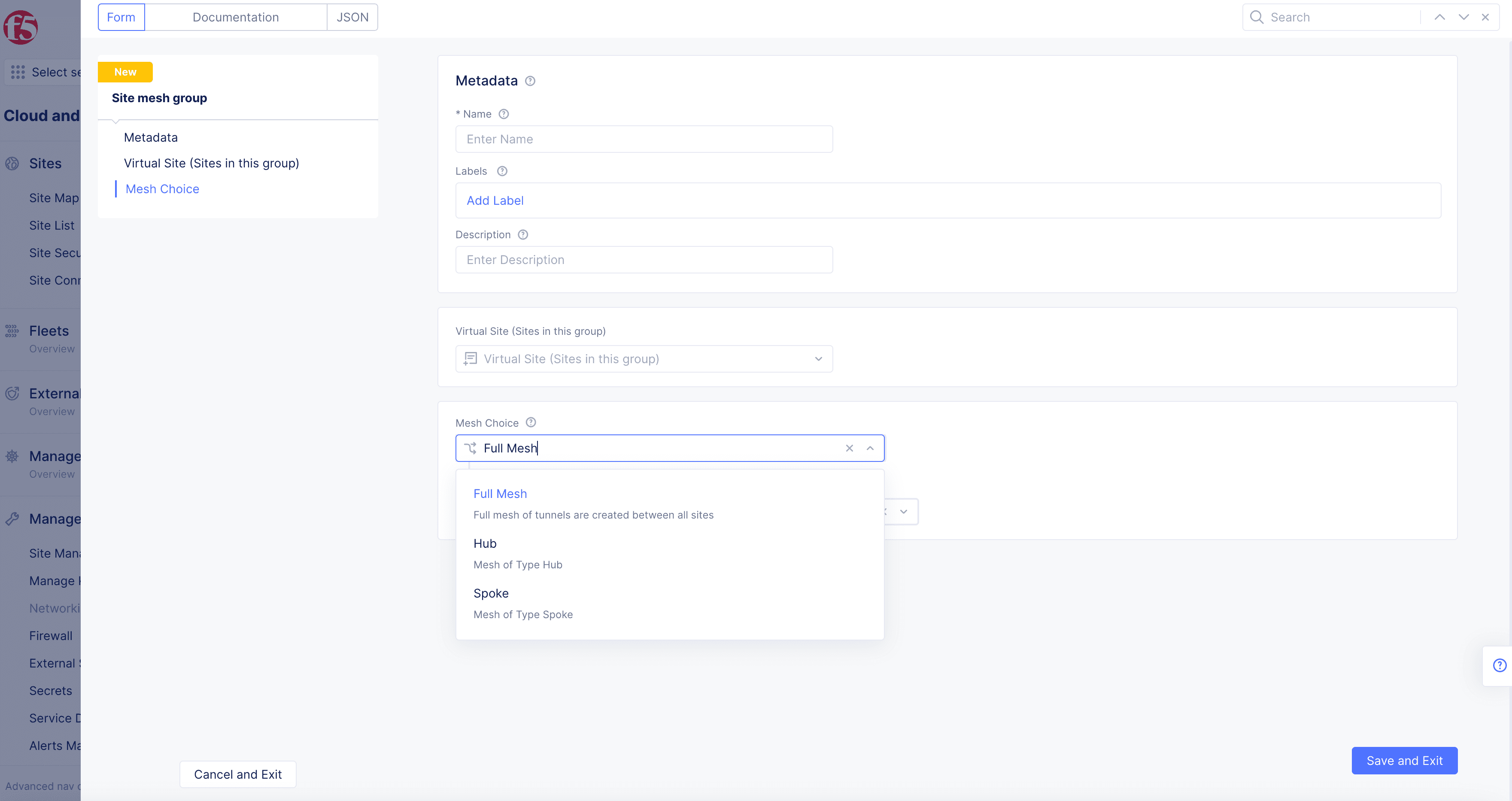 Figure: Virtual Site Site Mesh Group