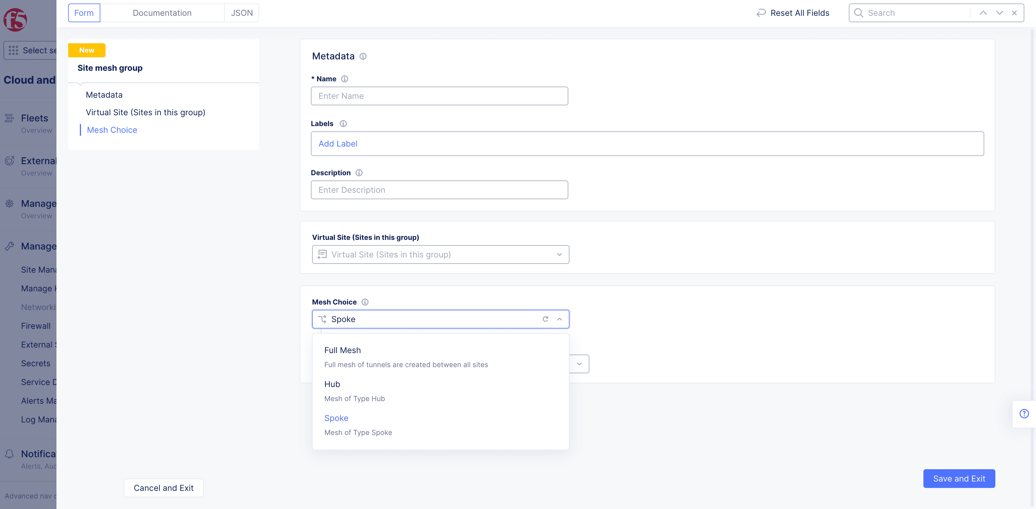 Figure: Hub Site Mesh Group