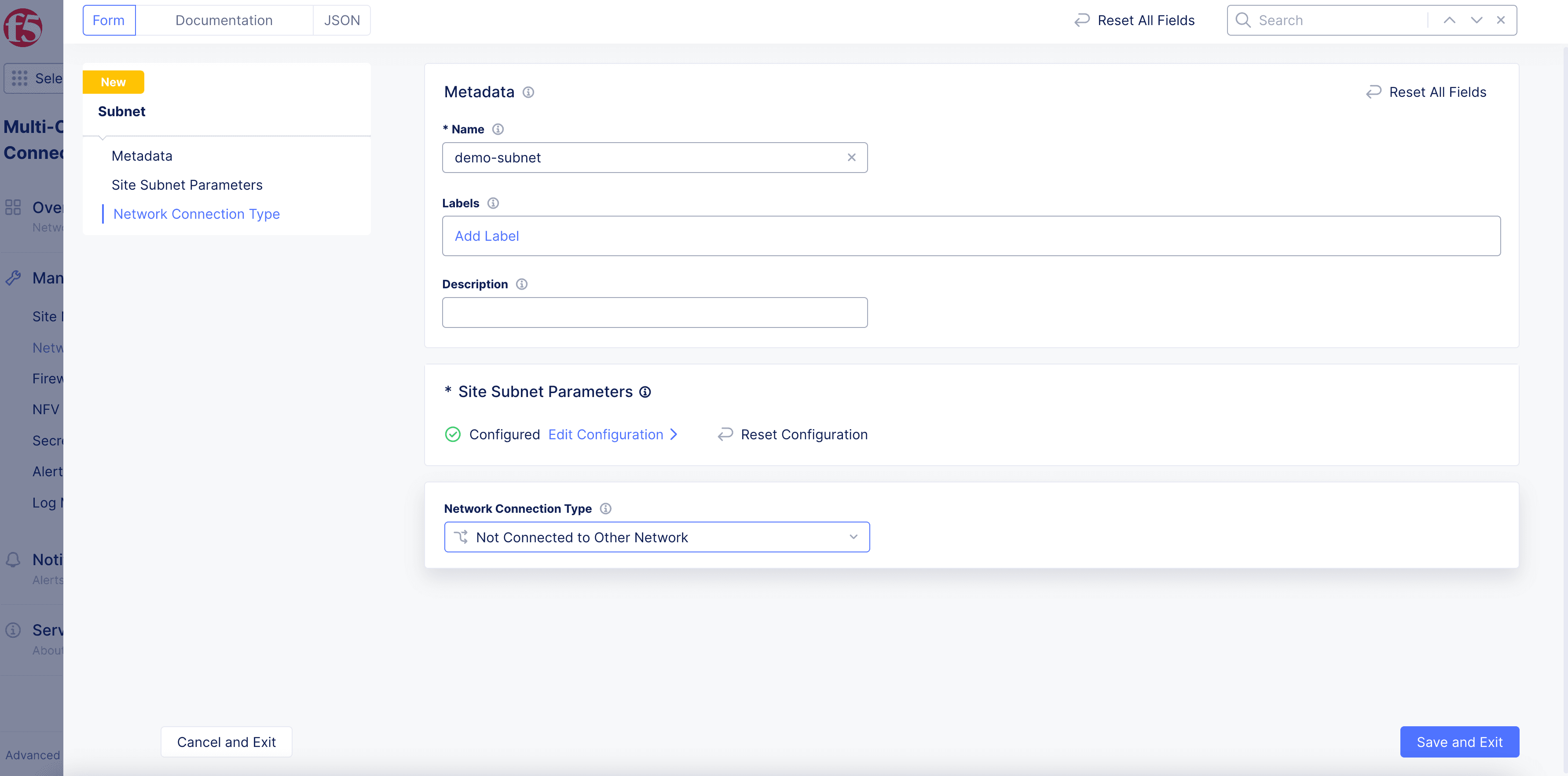 Figure: Complete Subnet Object Configuration