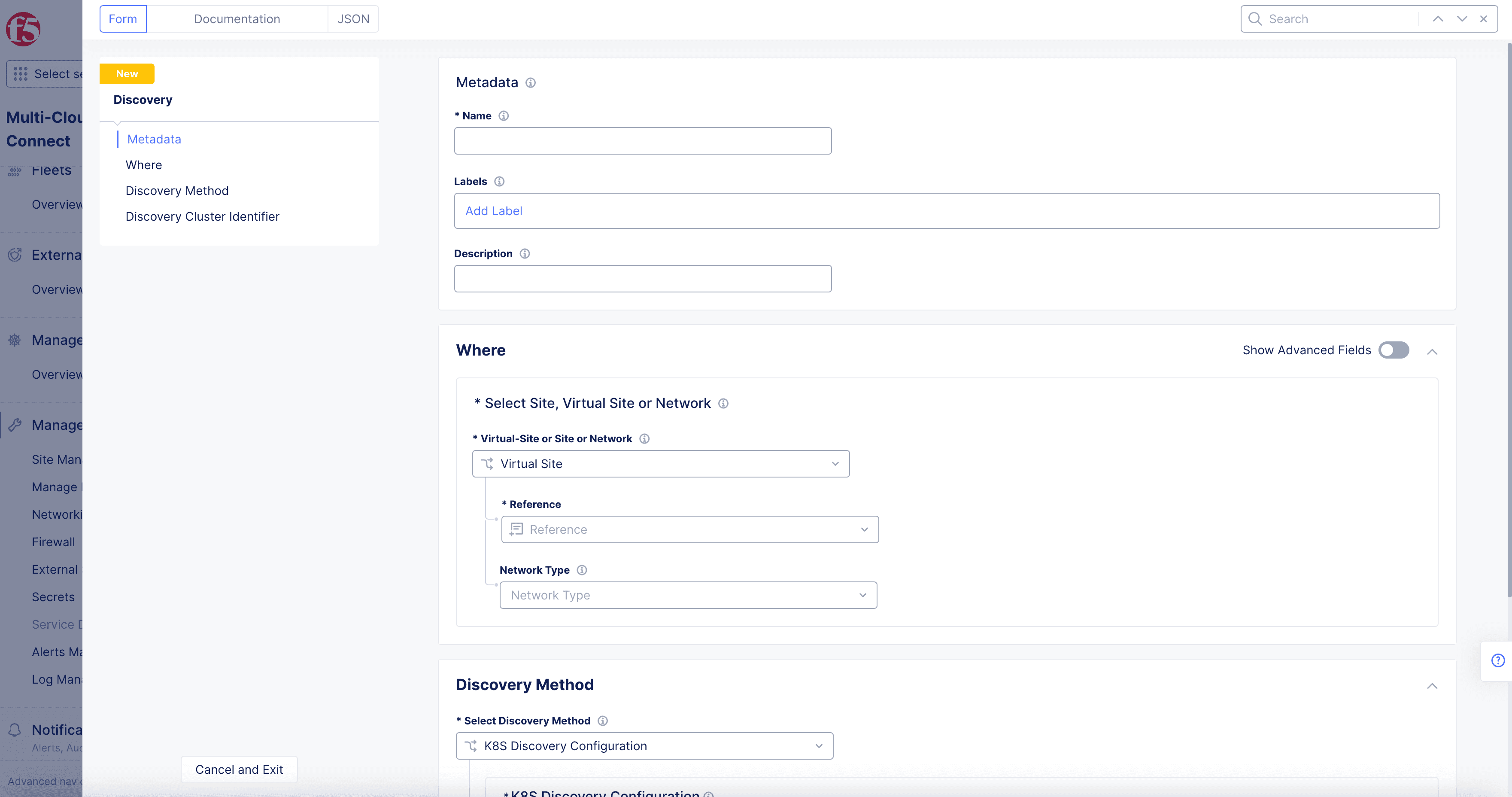 Figure: Service Discovery Config Options