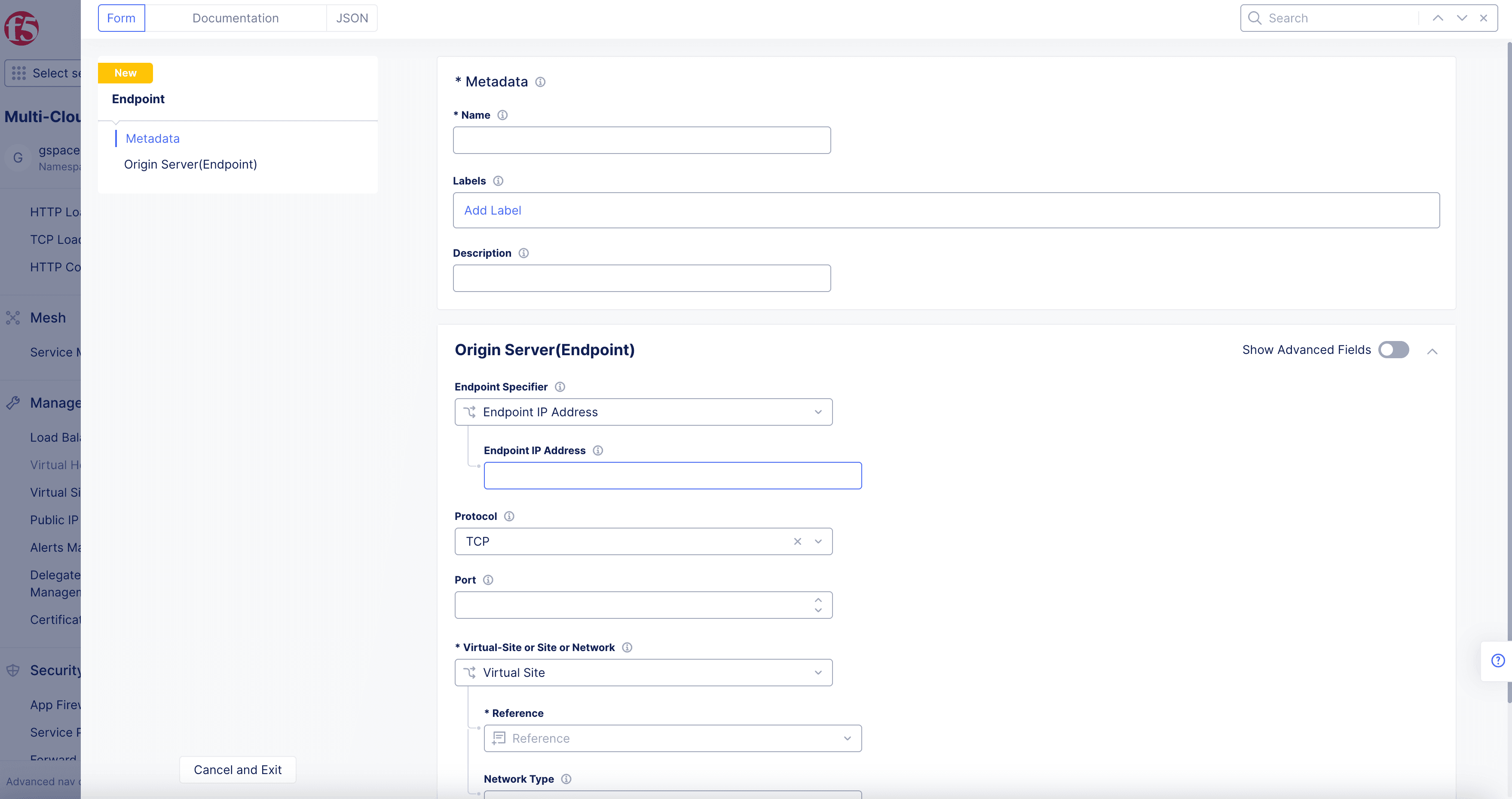 Figure: Endpoint Address Reference Selector