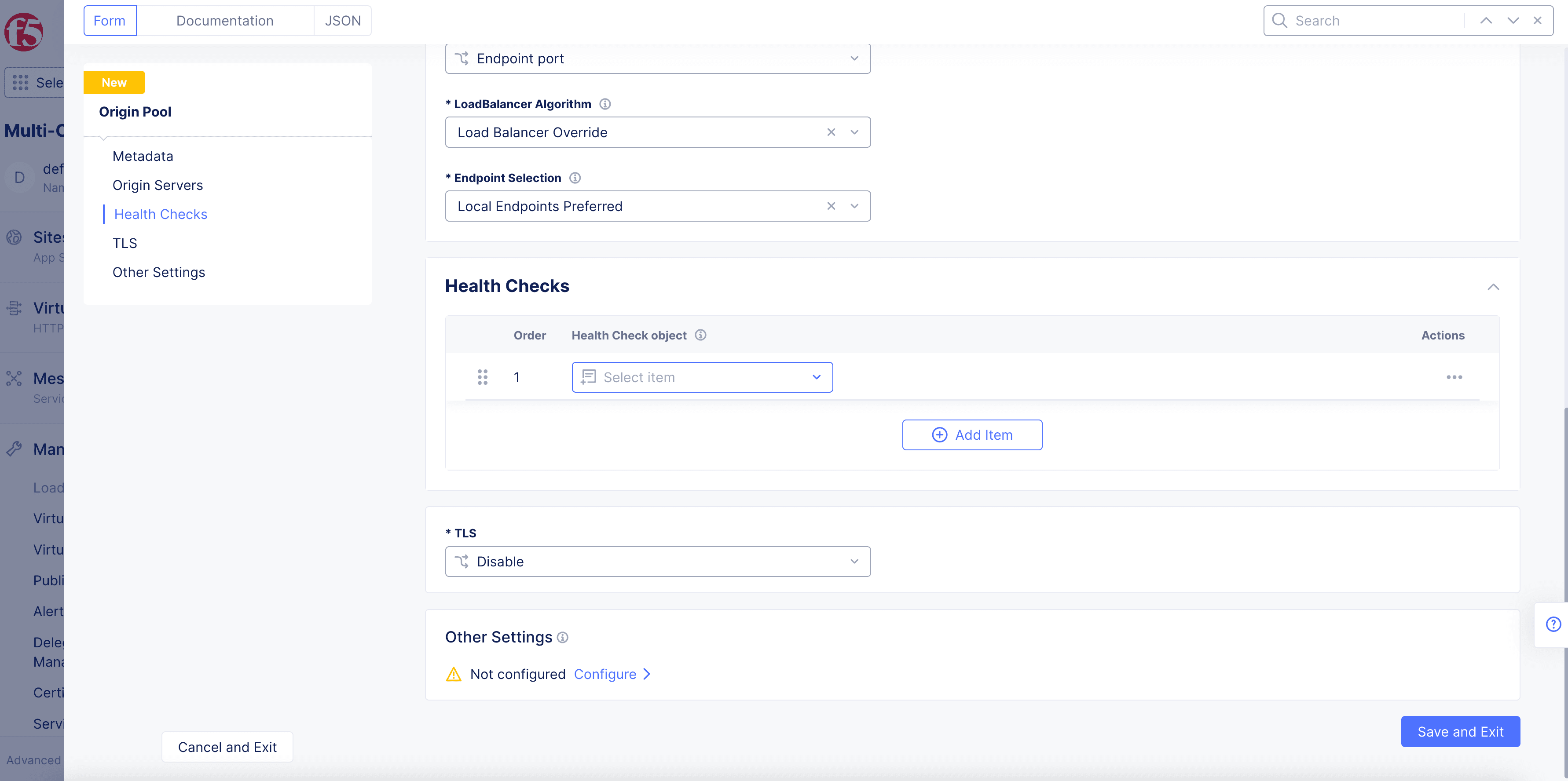 Figure: Configure Health Check