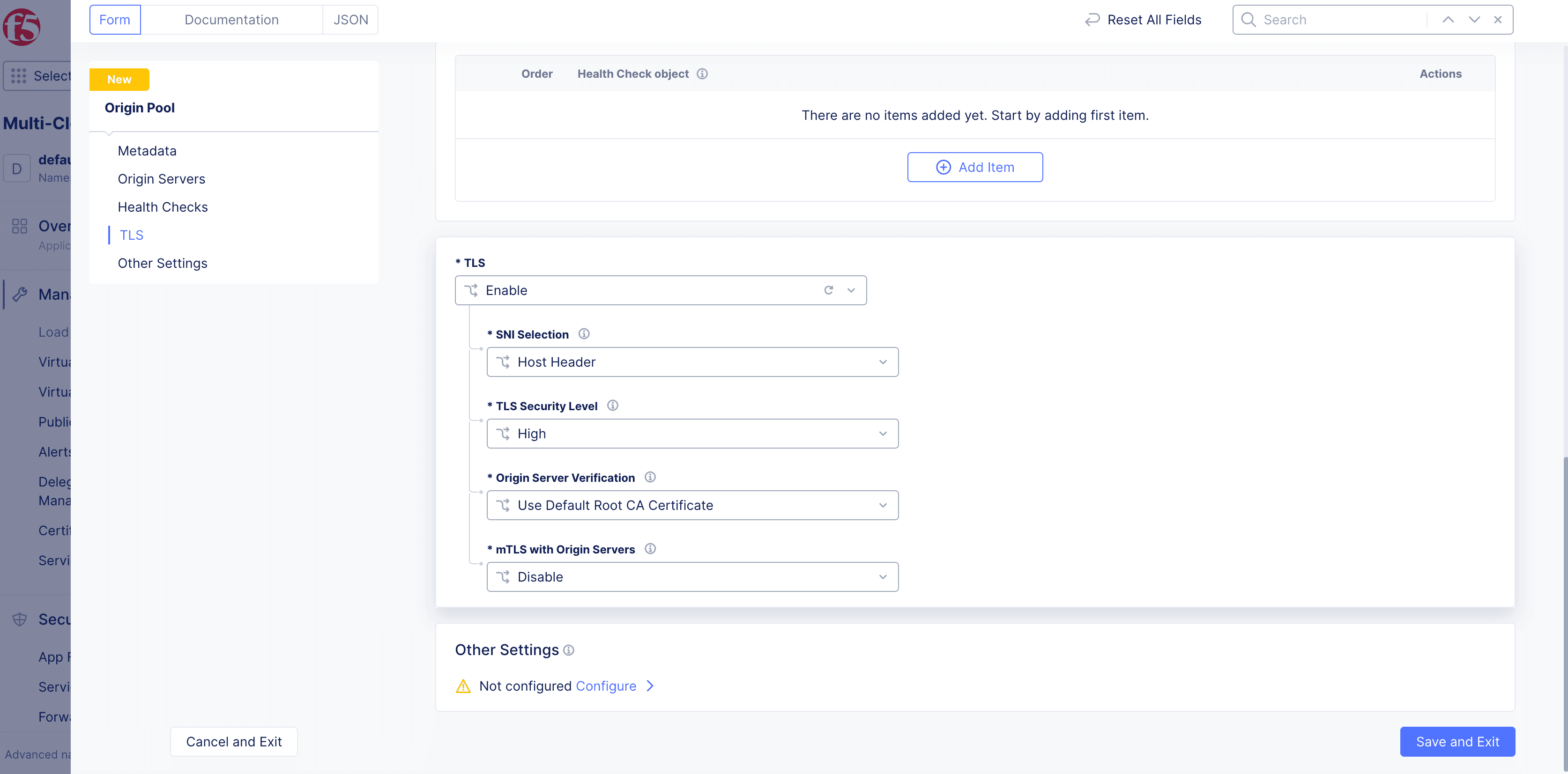 Figure: Configure TLS