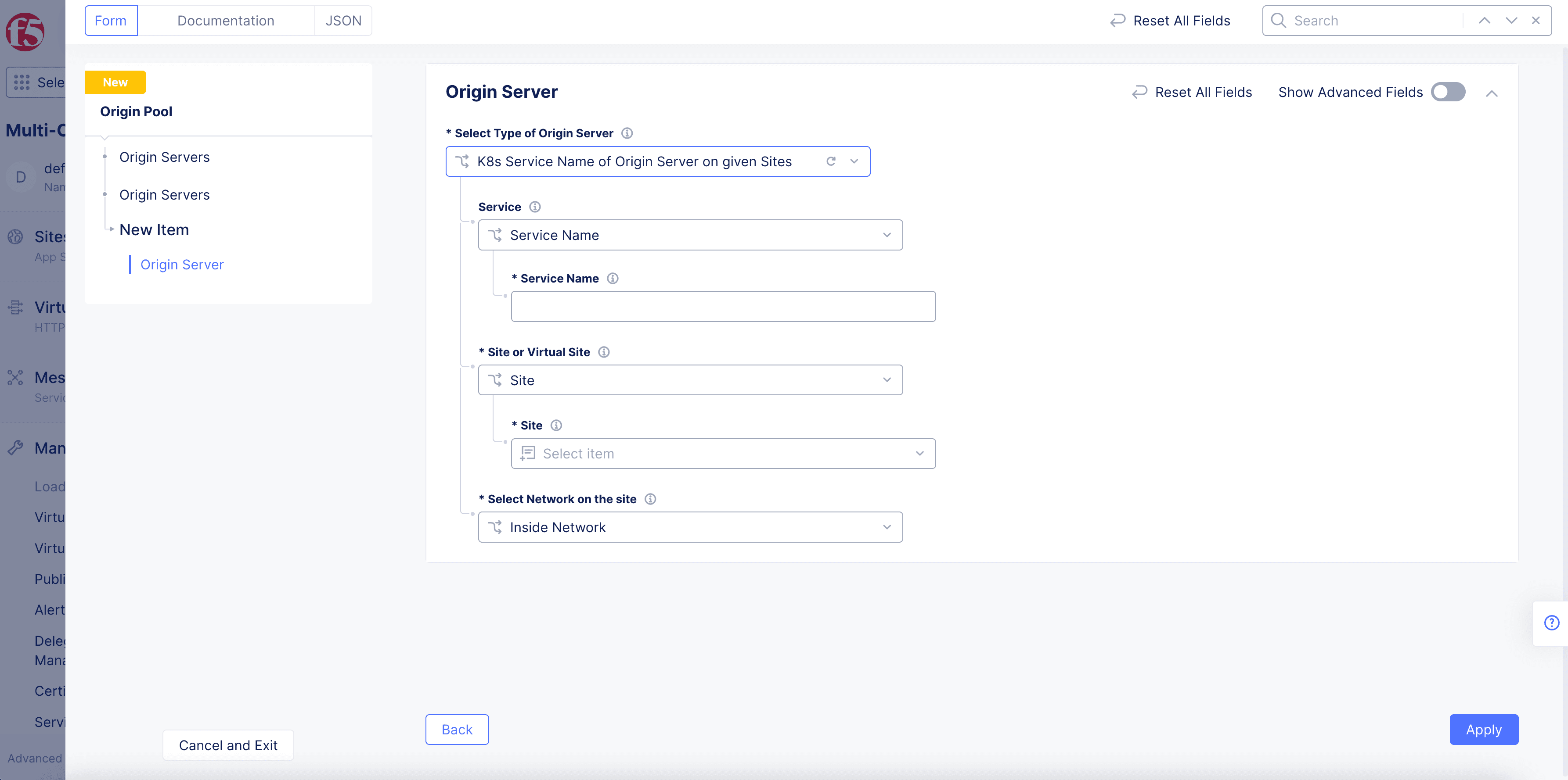 Figure: Configure Origin Server