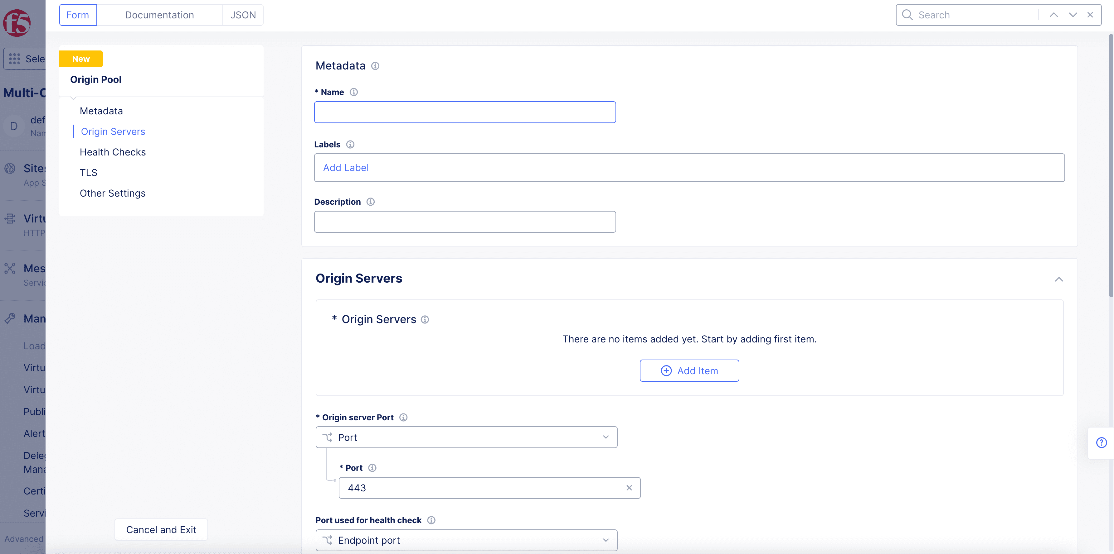 Figure: Origin Pool Name