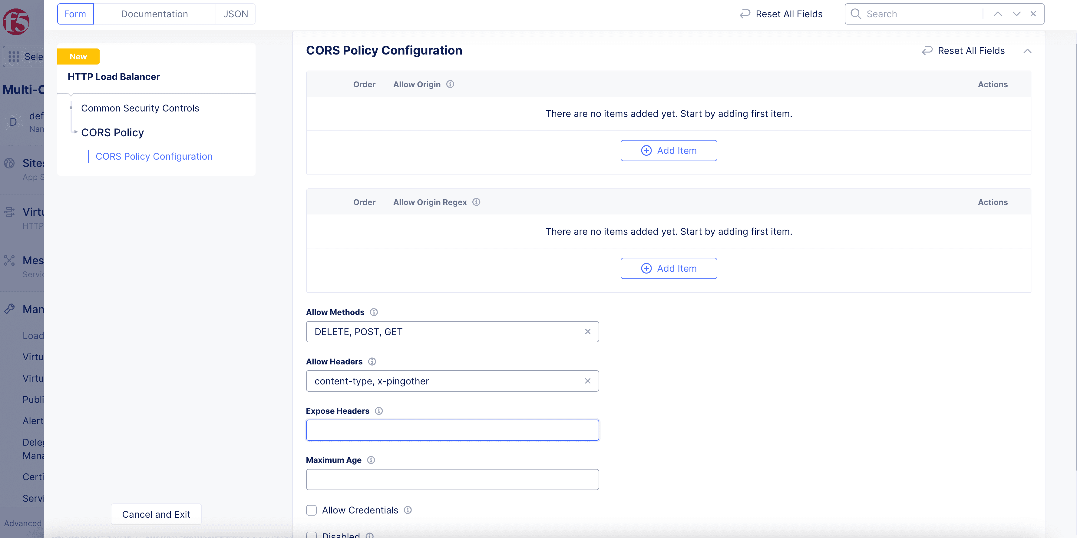 Figure: CORS Policy