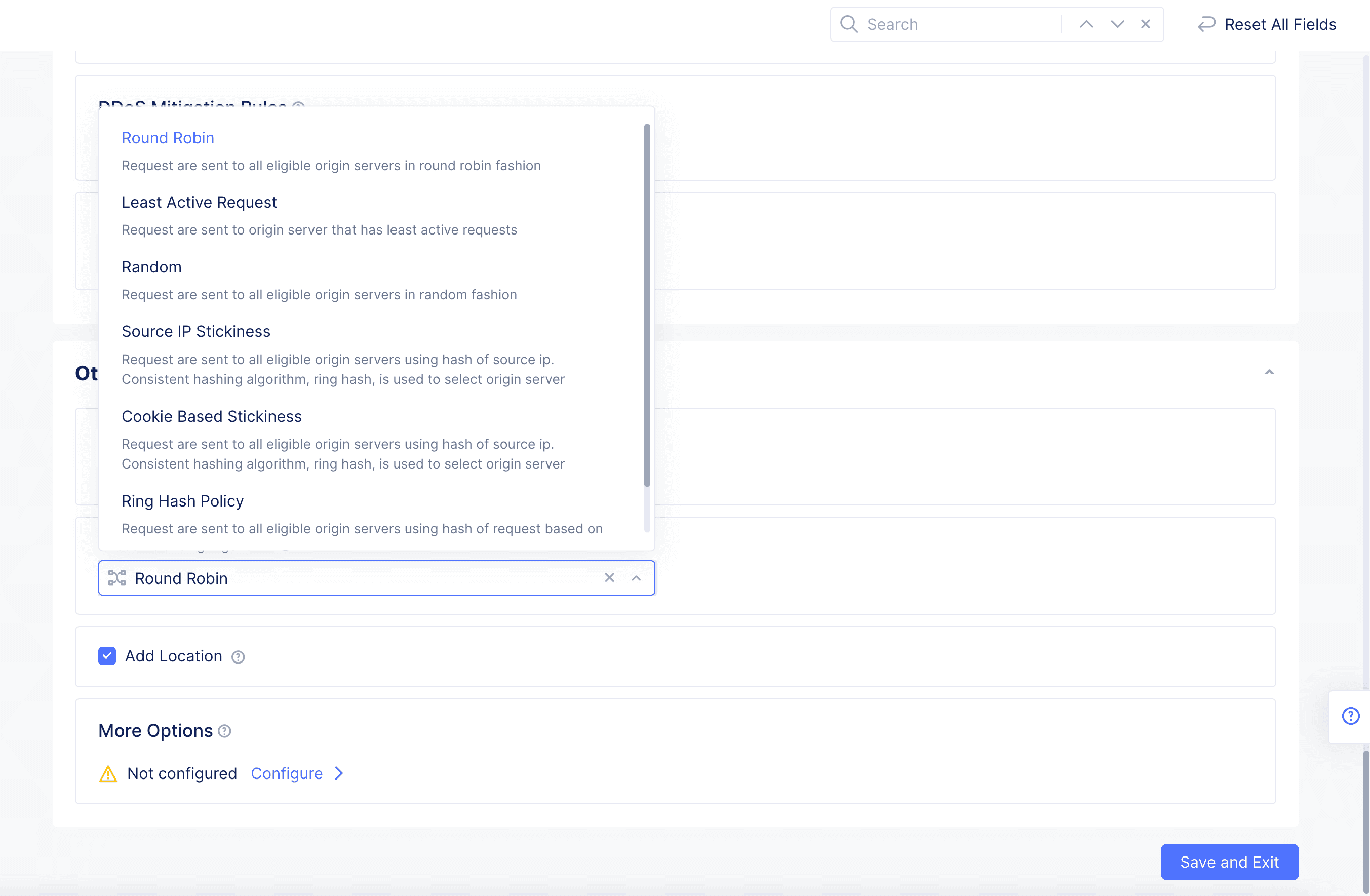 Figure: Load Balancer Control