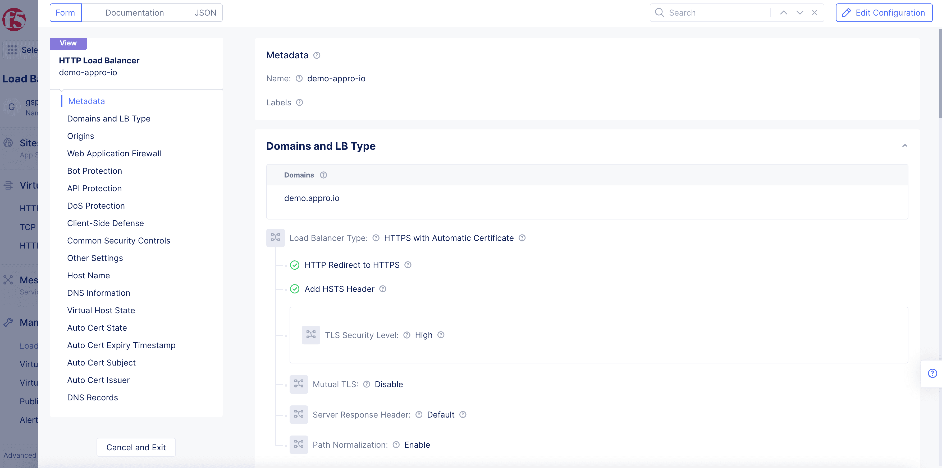 Figure: Edit HTTP Load Balancers