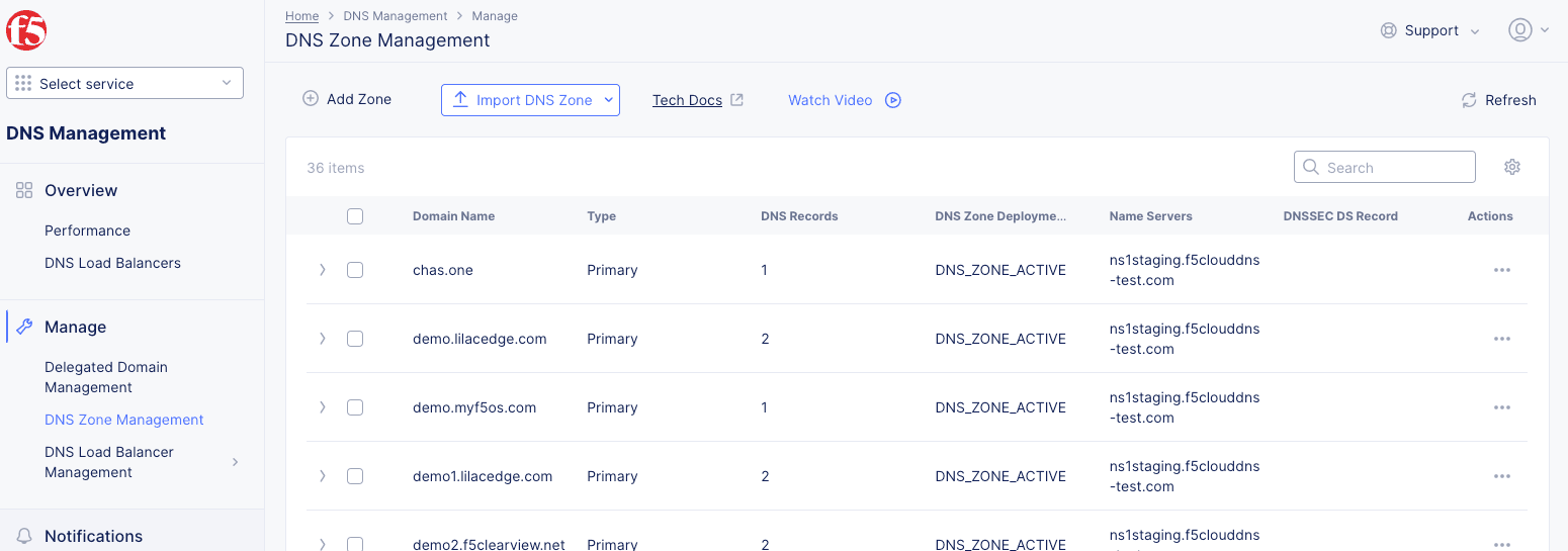 Manage DNS Zone | F5 Distributed Cloud Technical Knowledge