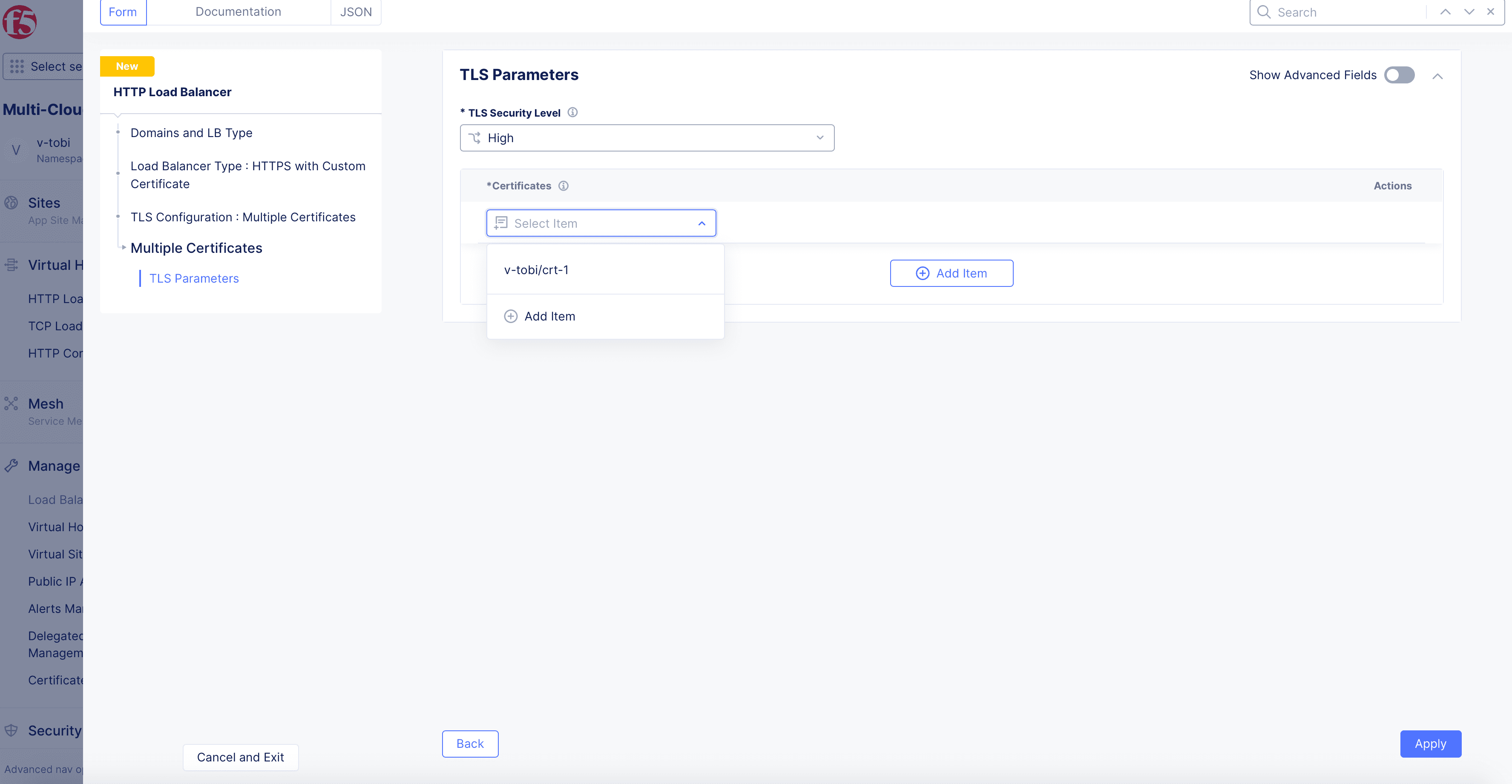 Figure: Add TLS Certificate to Load Balancer