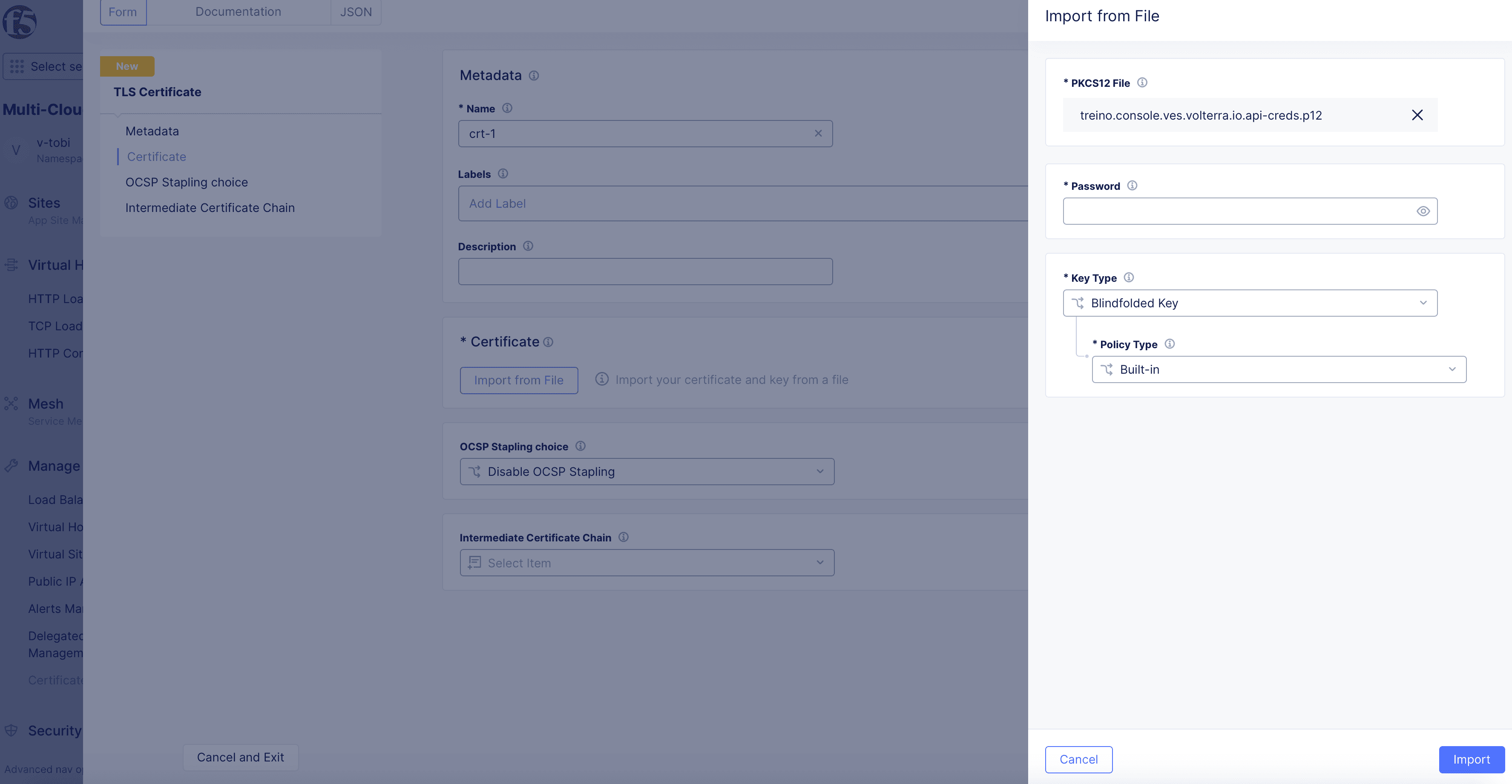 Figure: Upload Certificate File