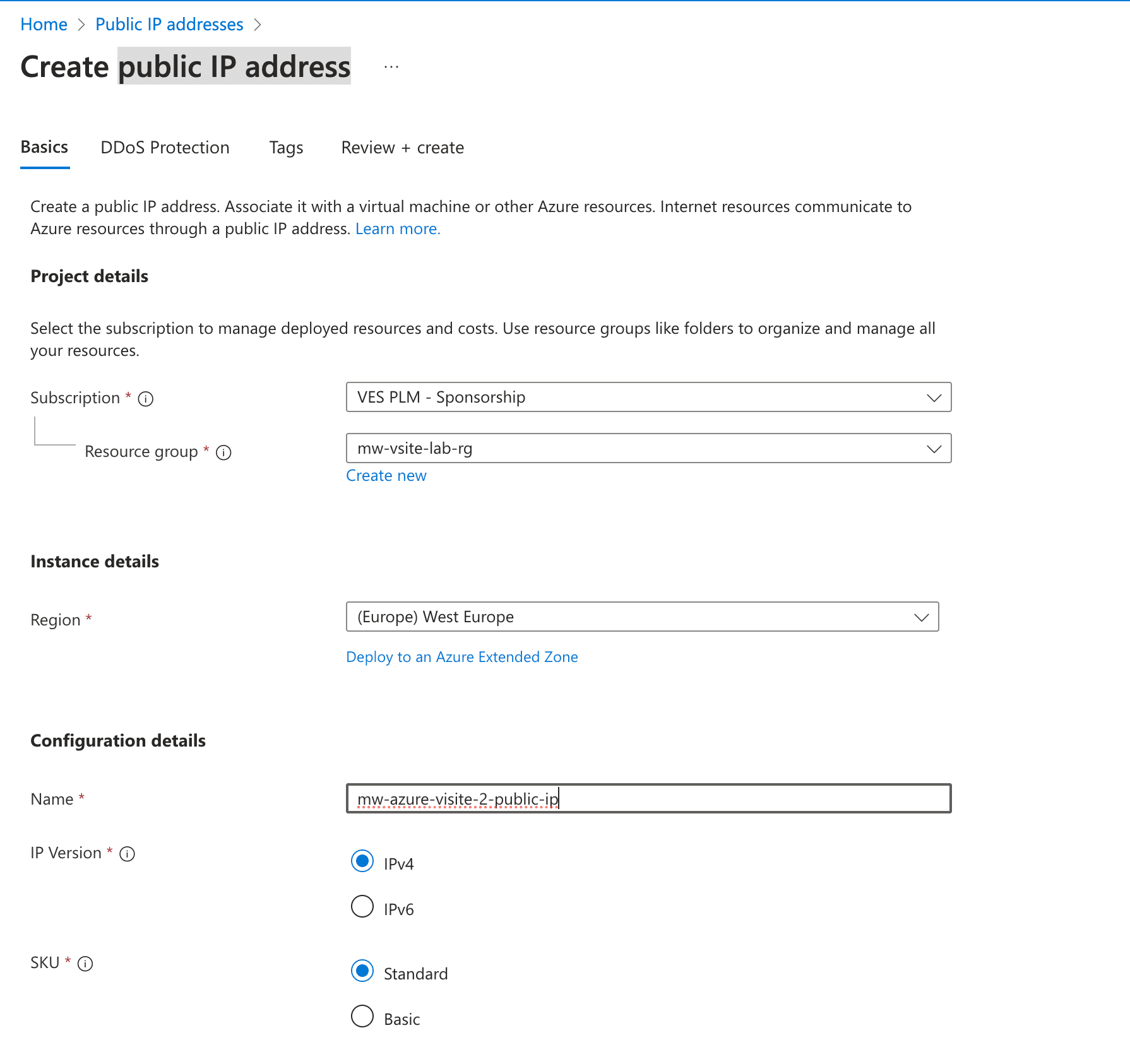 Figure: Create Public IP Address