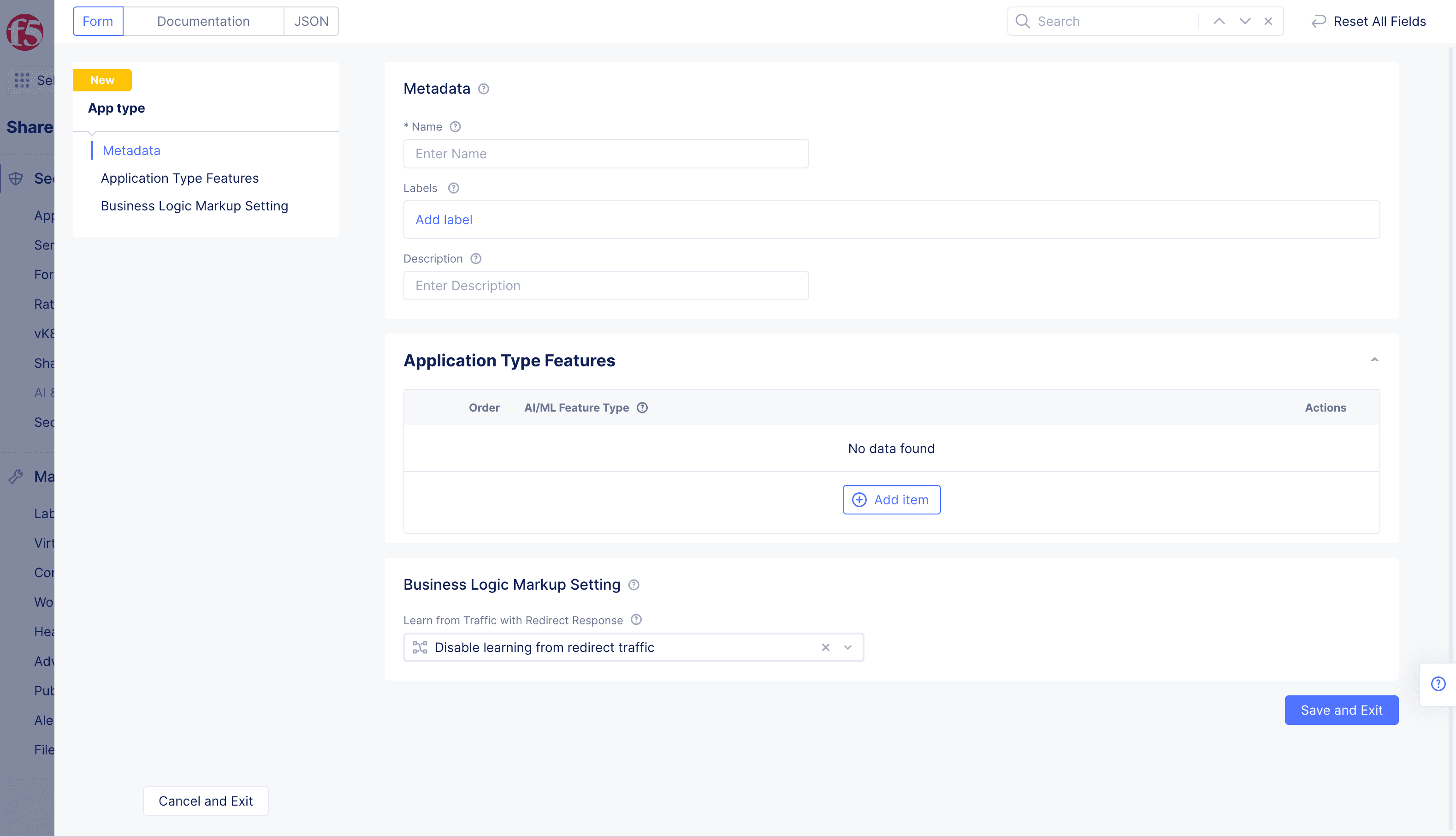 Figure: App Type Feature Configuration