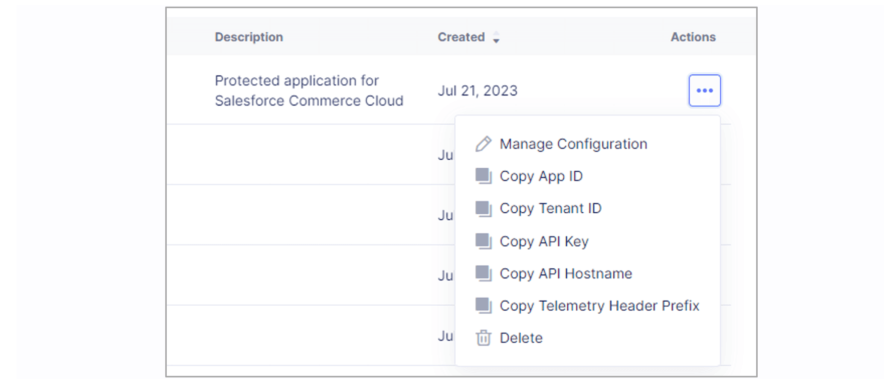 Figure: Action Menu