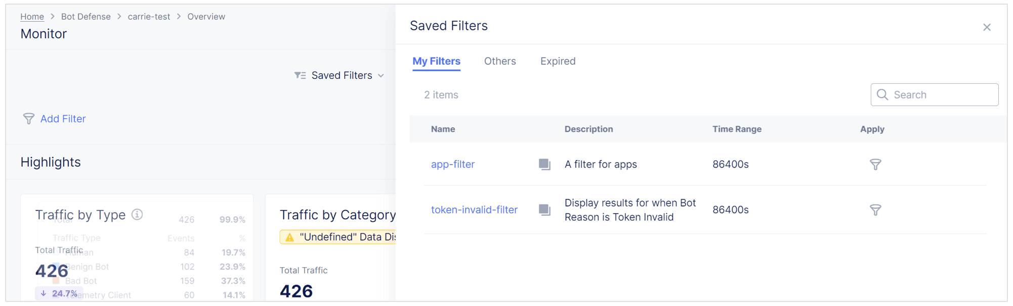 Figure: View other users' filters