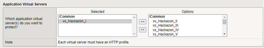 Figure: iApp Connector Application Virtual Server screen