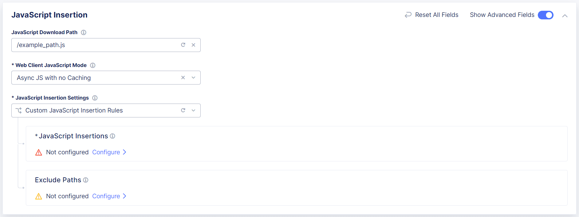 Figure: Configure JavaScript Injection in Specific Pages