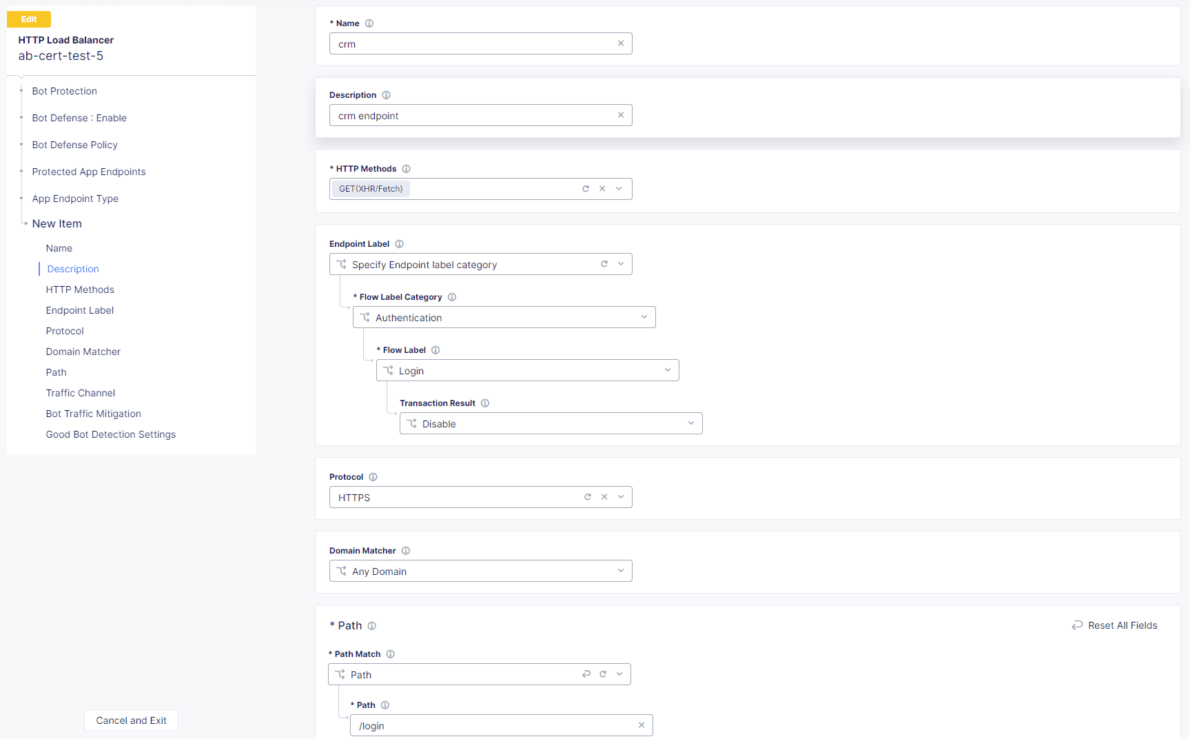 Figure: Configure protected app endpoints