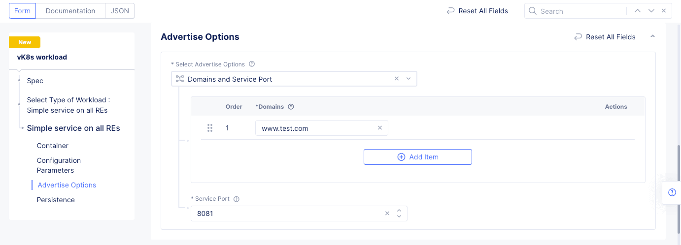 Figure: Advertise Options