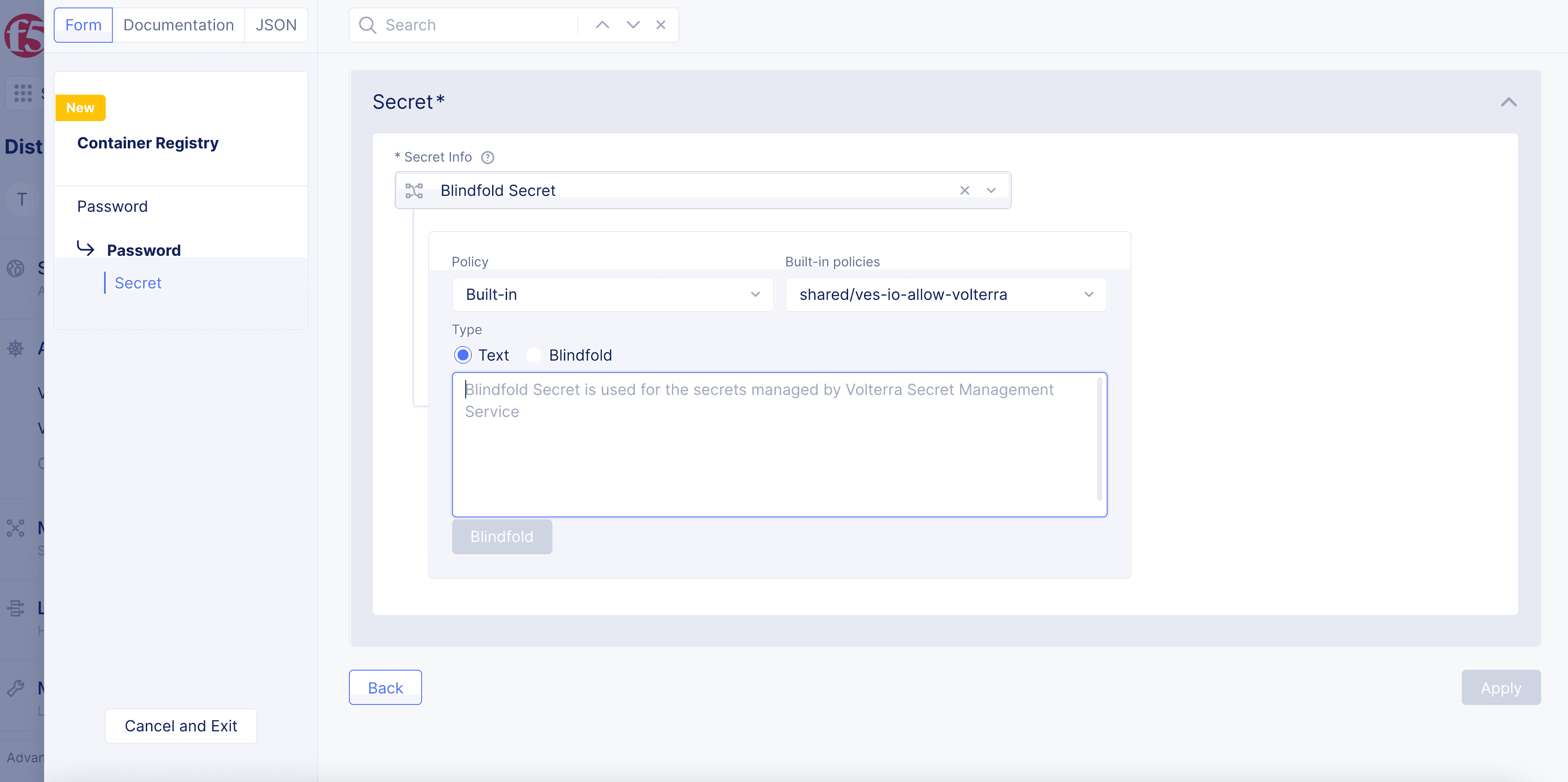 Figure: Secret Options for Encryption