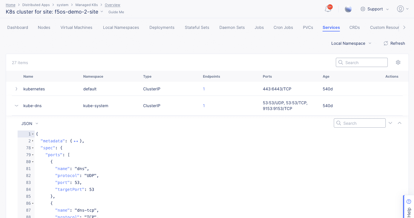 Figure: Managed K8s Services View