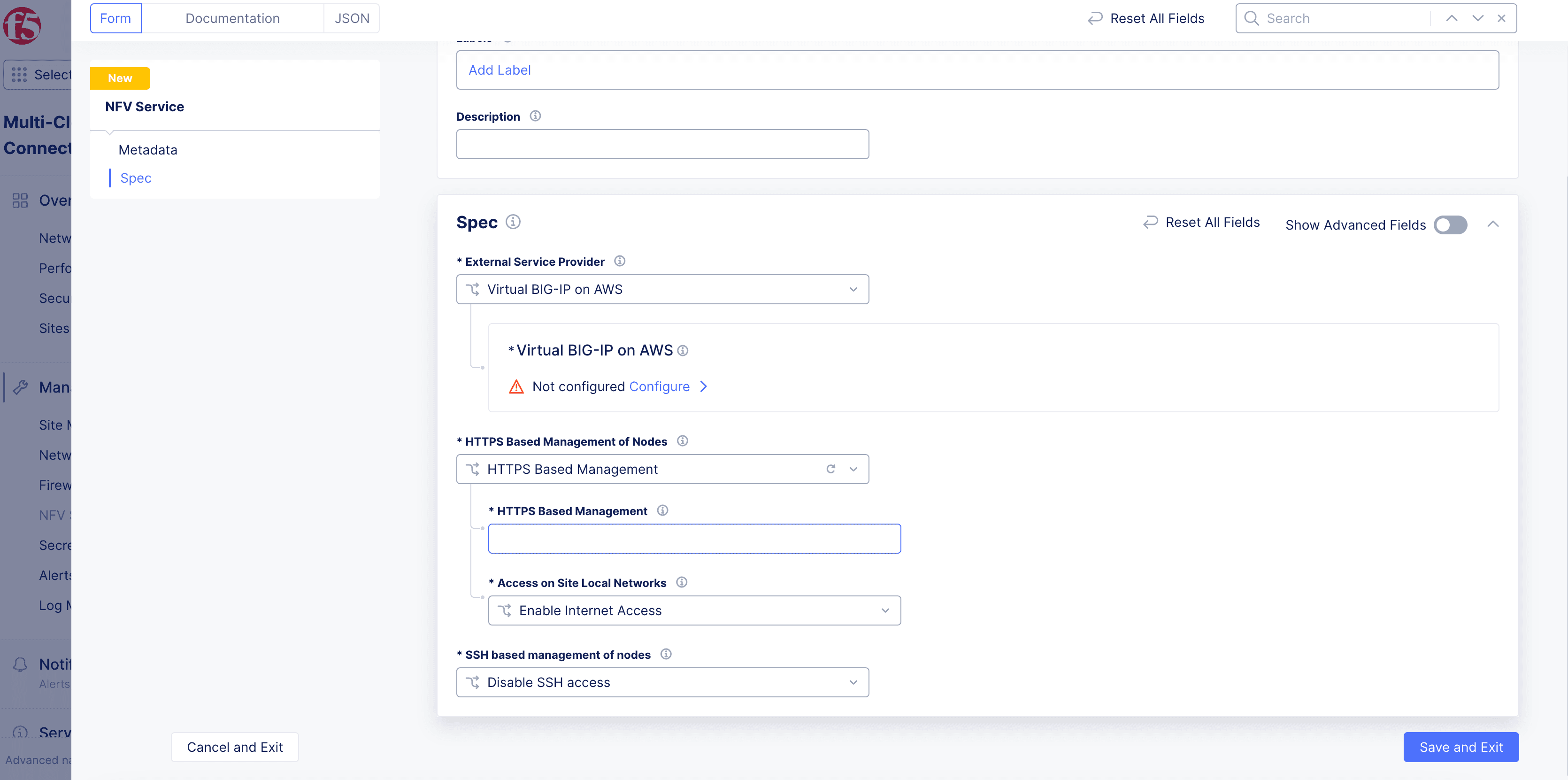 Figure: HTTP Based Node Management Settings