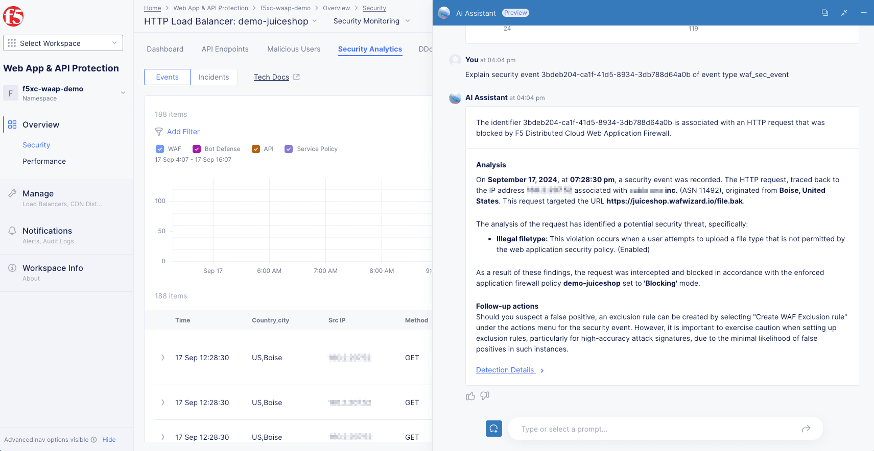 Figure: Security Analytics AI Assistant Explanation